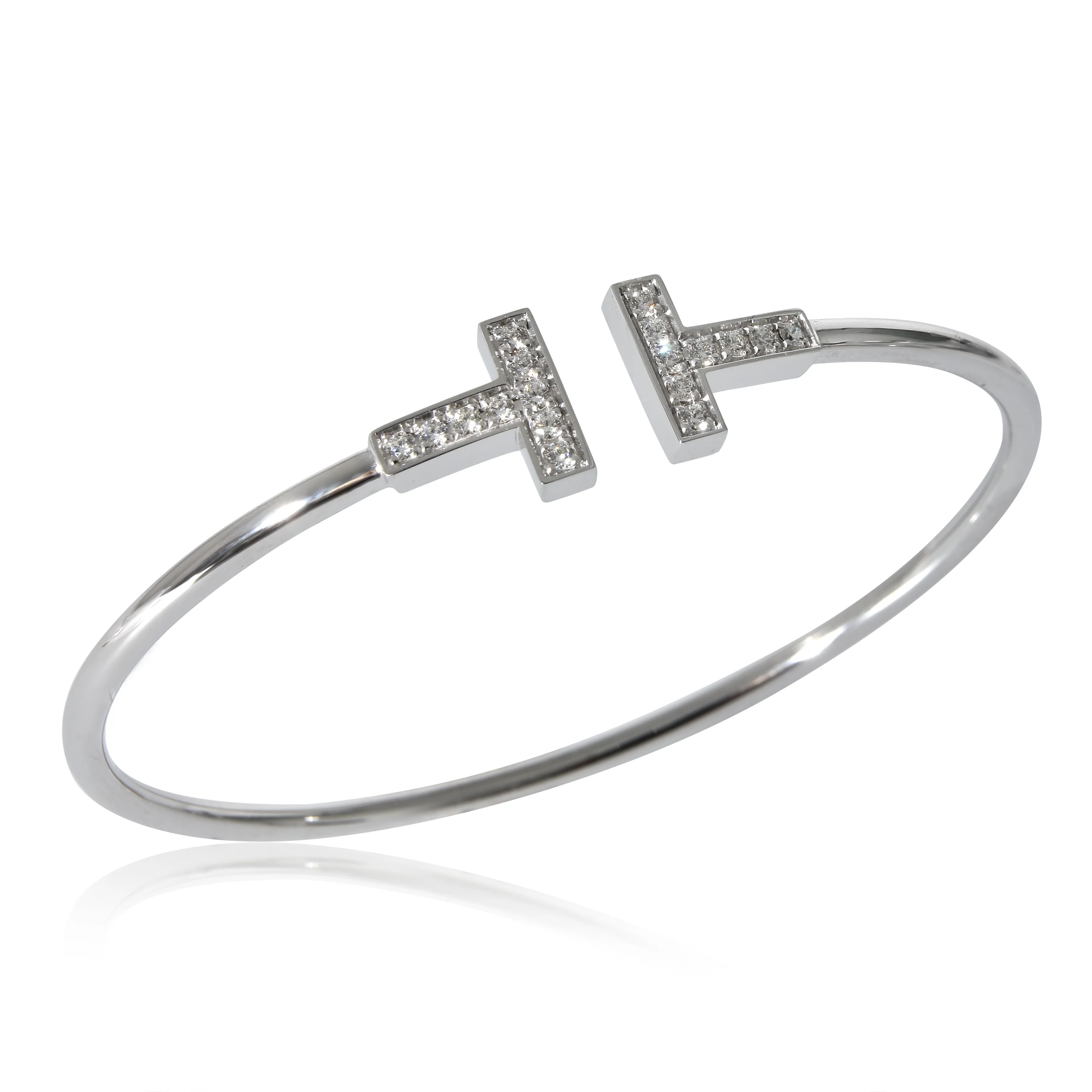 Tiffany & Co. T Wire Diamond Bracelet in 18K White Gold 0.24 CTW - Image 4