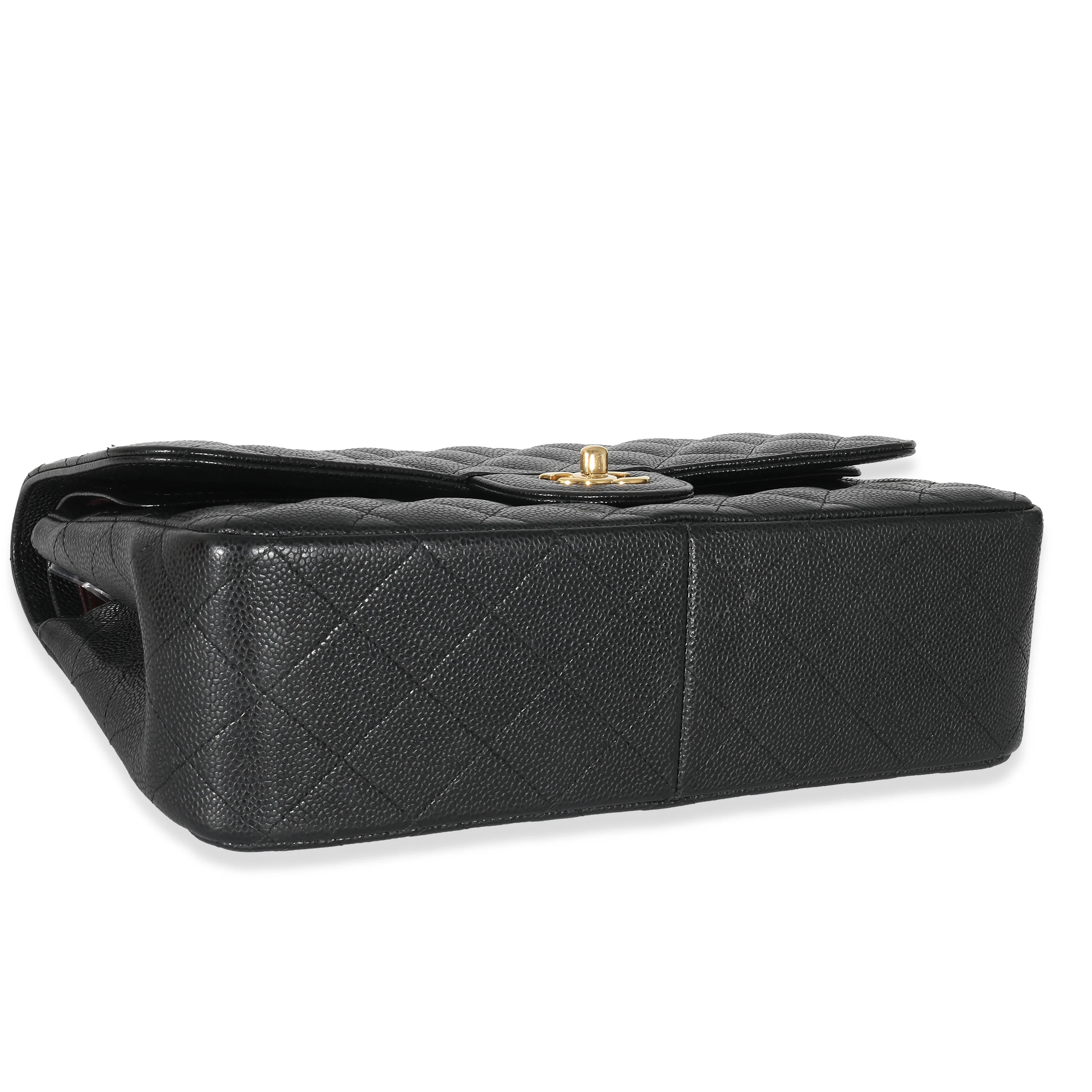 Black Quilted Caviar Jumbo Double Flap Bag - Image 6