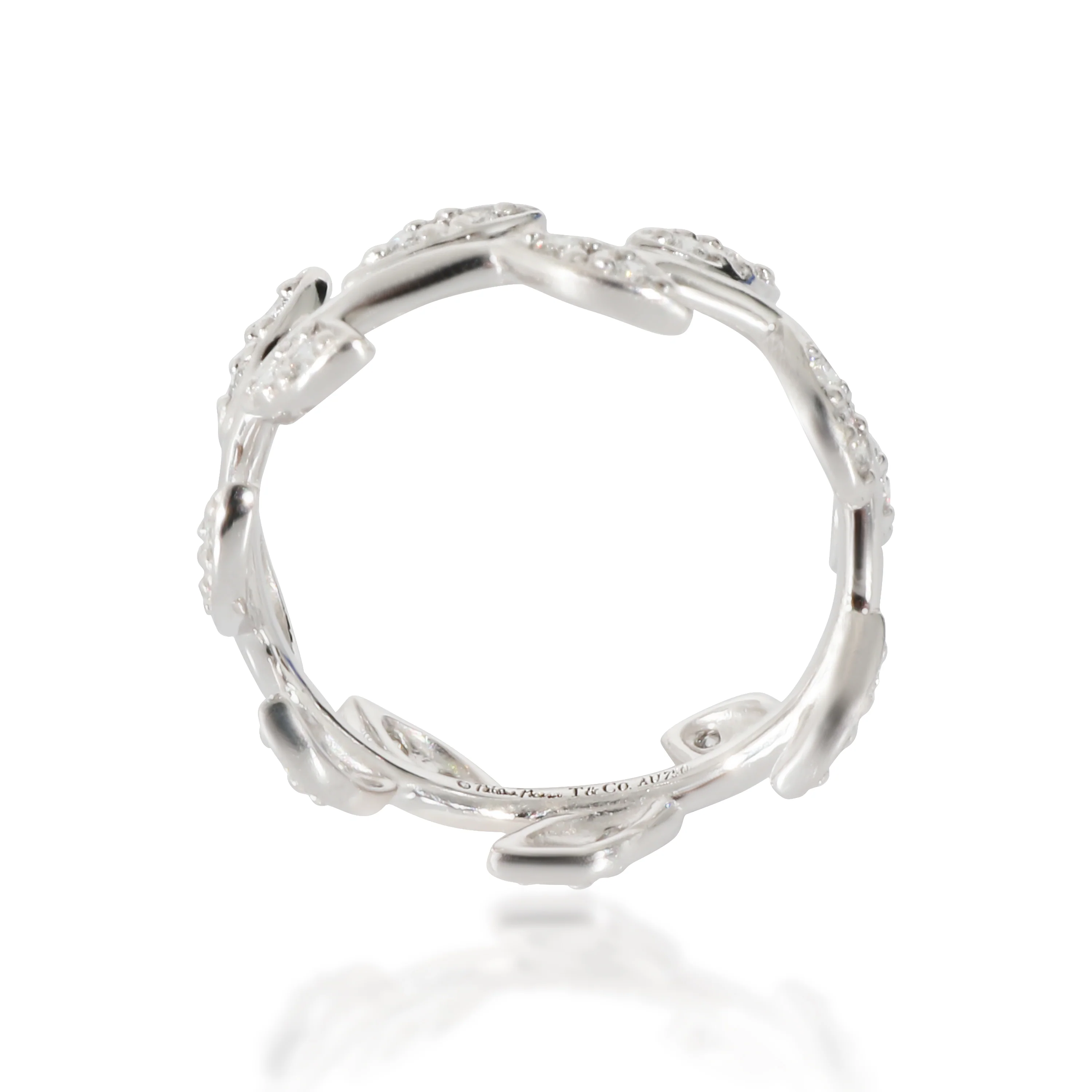 Tiffany & Co. Paloma Picasso Olive Leaf Ring in 18K White Gold 0.28 CTW - Image 4
