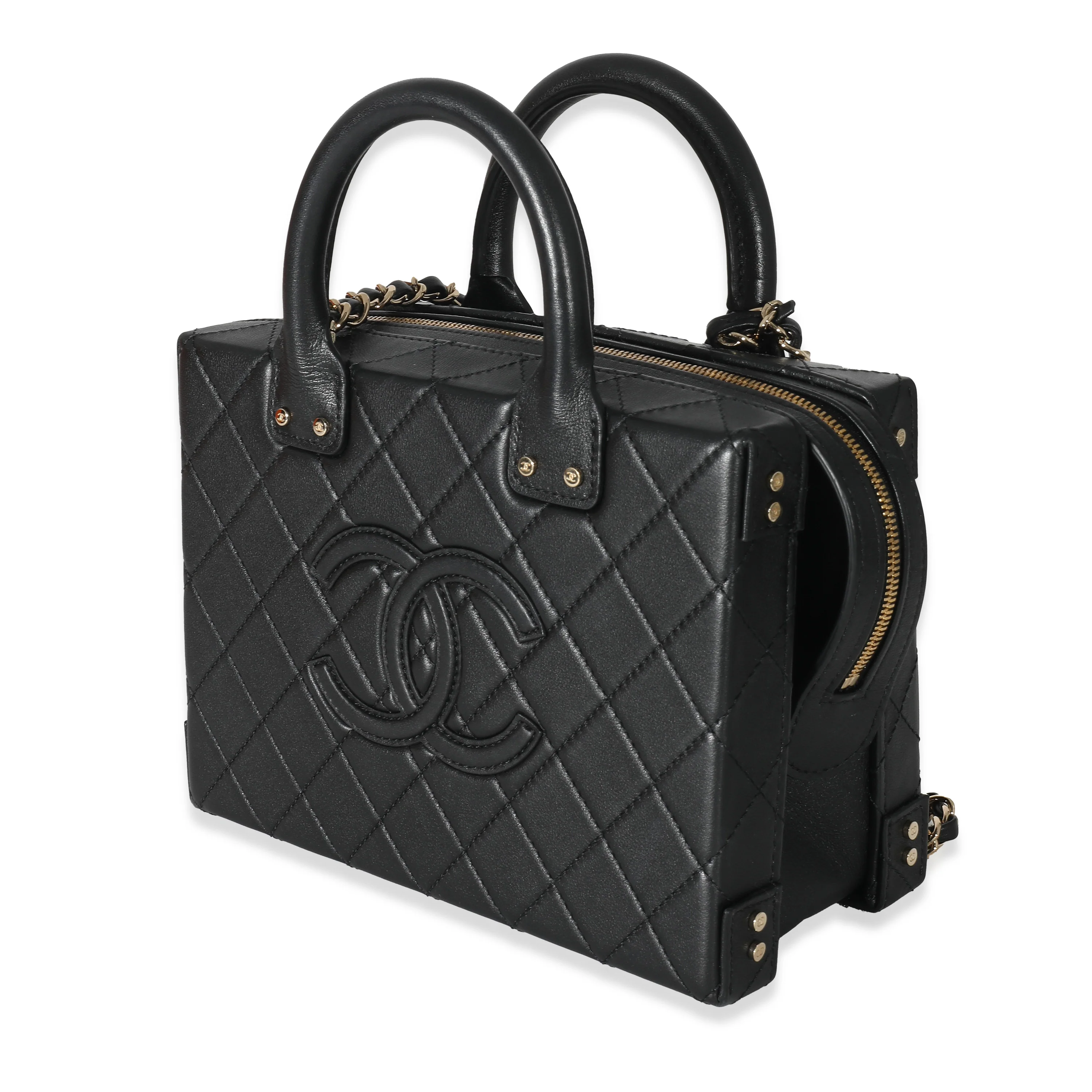 22B Black Quilted Calfskin Vanity Case - Image 2