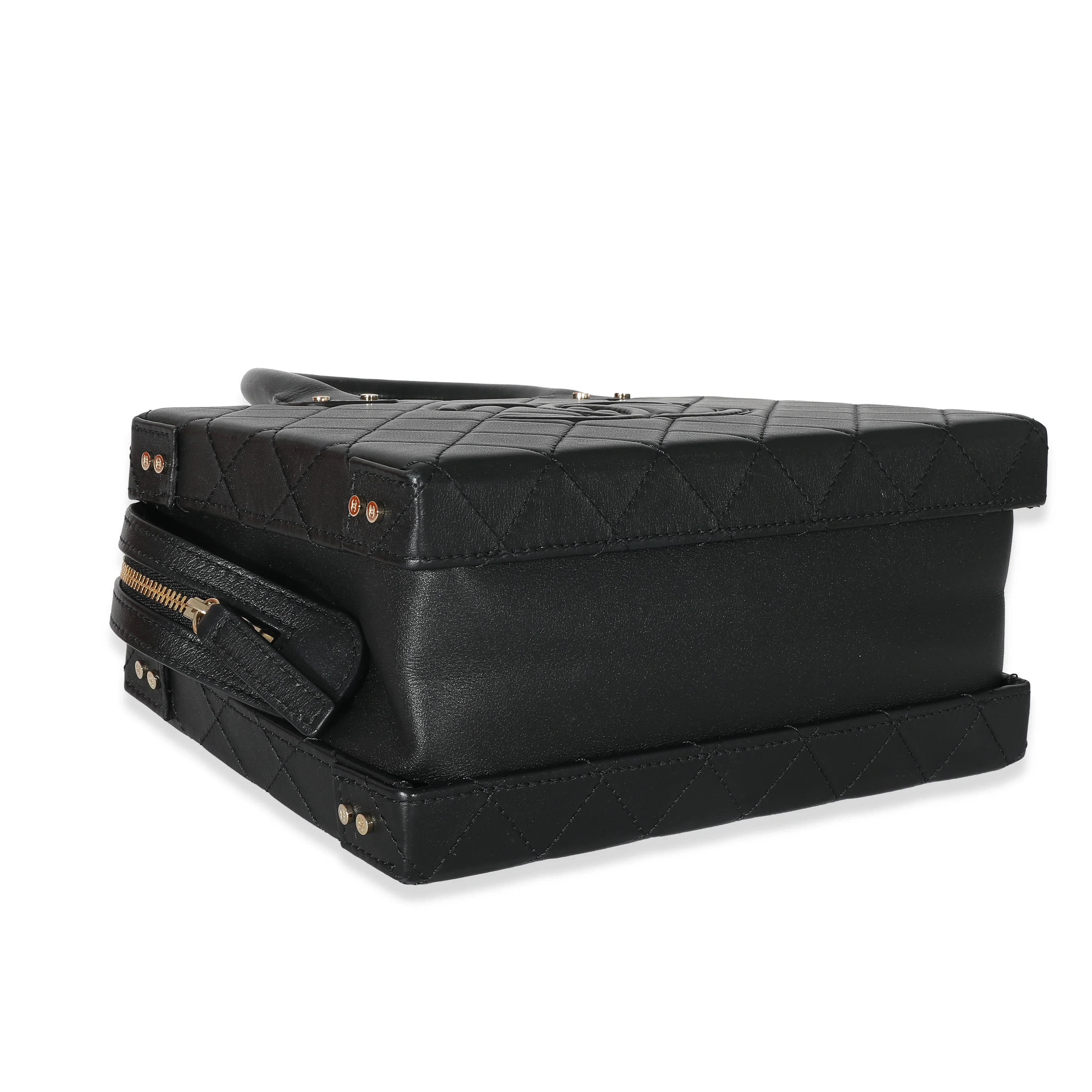 22B Black Quilted Calfskin Vanity Case - Image 5