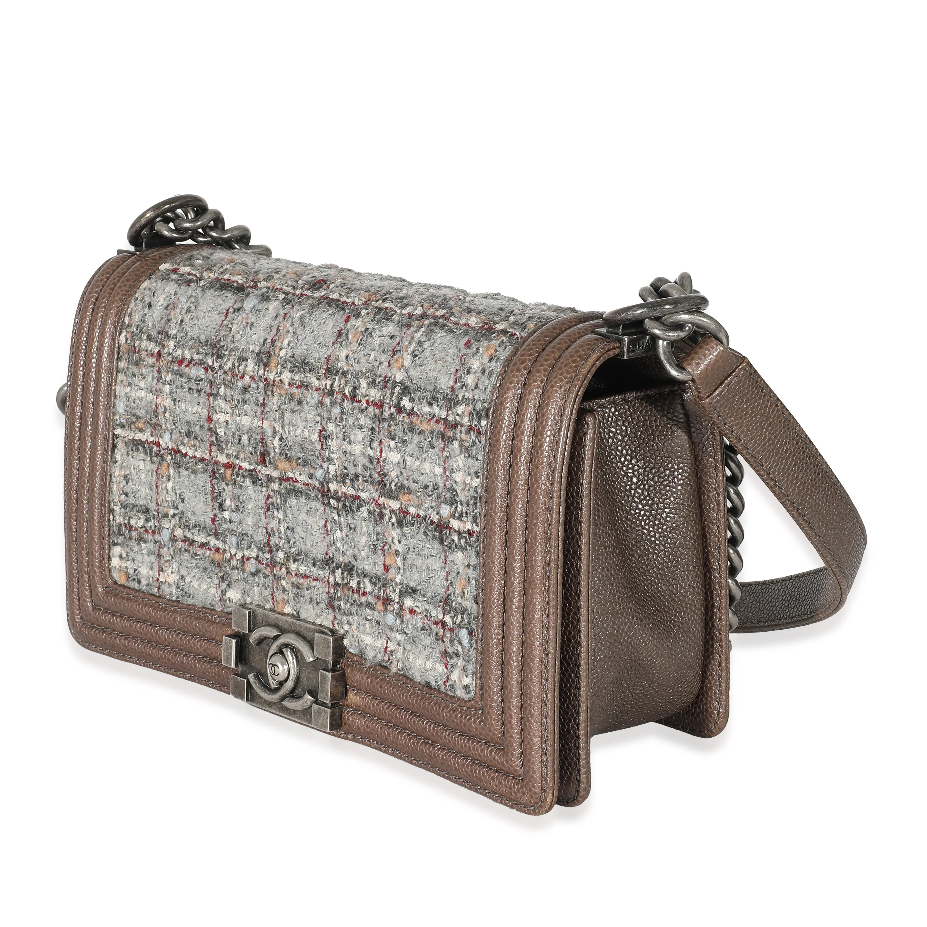 Chanel Brown Tweed Caviar Paris Edinburgh Old Medium Boy Bag - Image 2