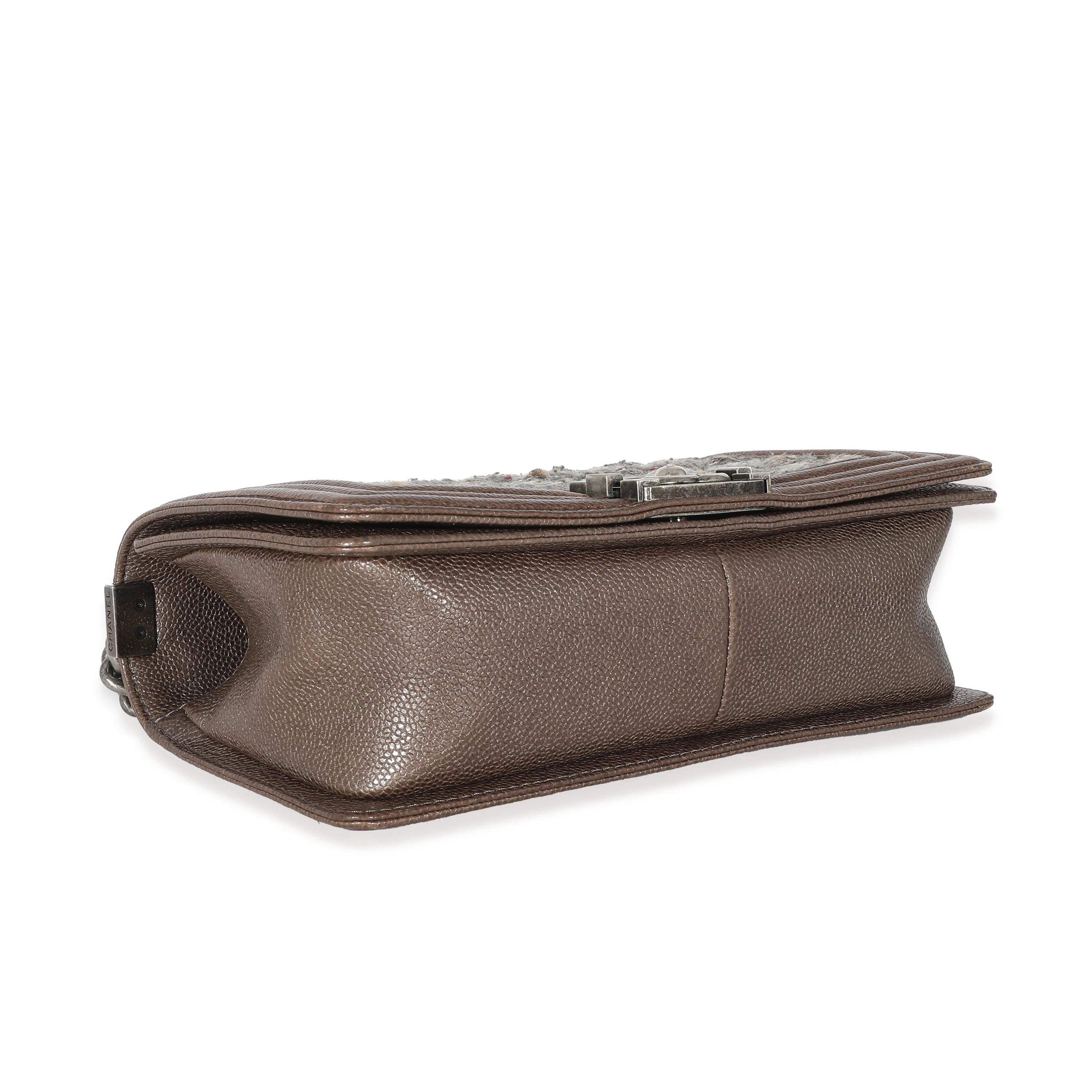 Chanel Brown Tweed Caviar Paris Edinburgh Old Medium Boy Bag - Image 4