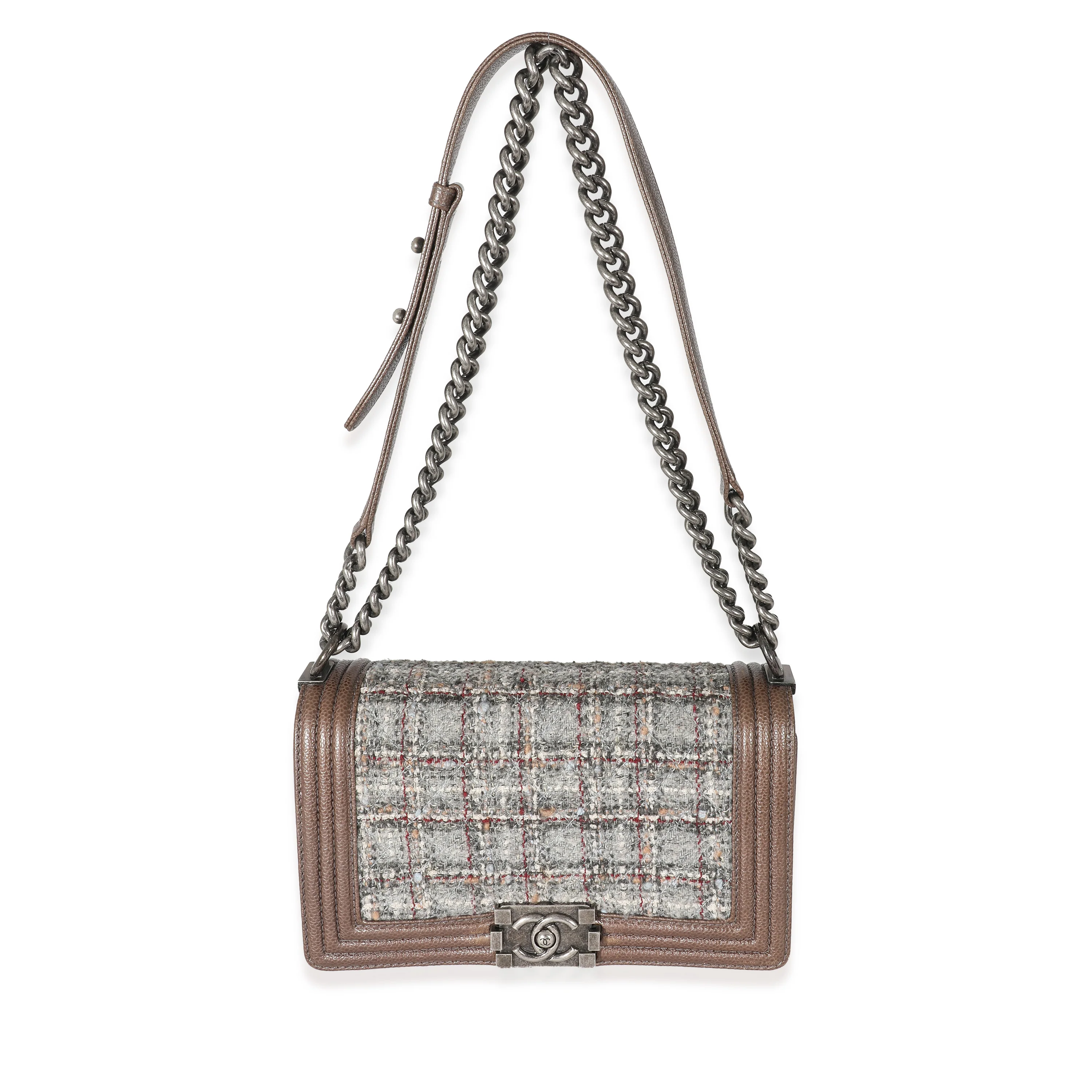 Chanel Brown Tweed Caviar Paris Edinburgh Old Medium Boy Bag - Image 5
