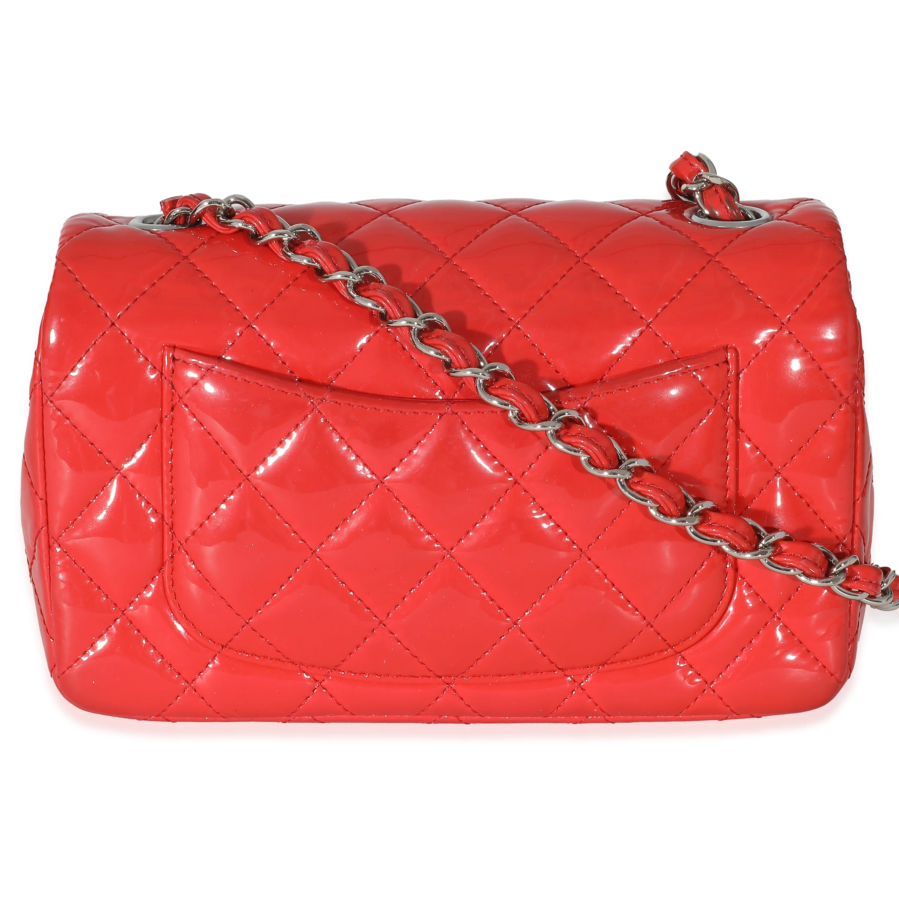 Chanel Red Quilted Patent Mini Rectangular Classic Single Flap Bag - Image 3