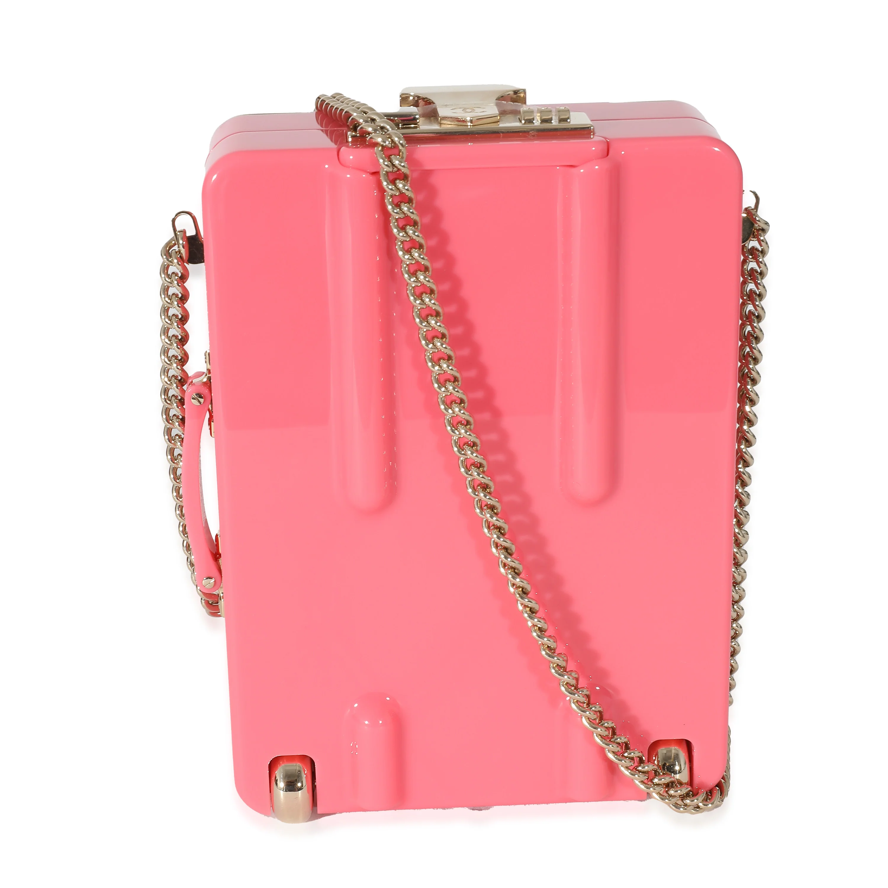 Chanel Pink Plexi Lambskin Evening In The Air CC Trolley Minaudière Clutch - Image 3