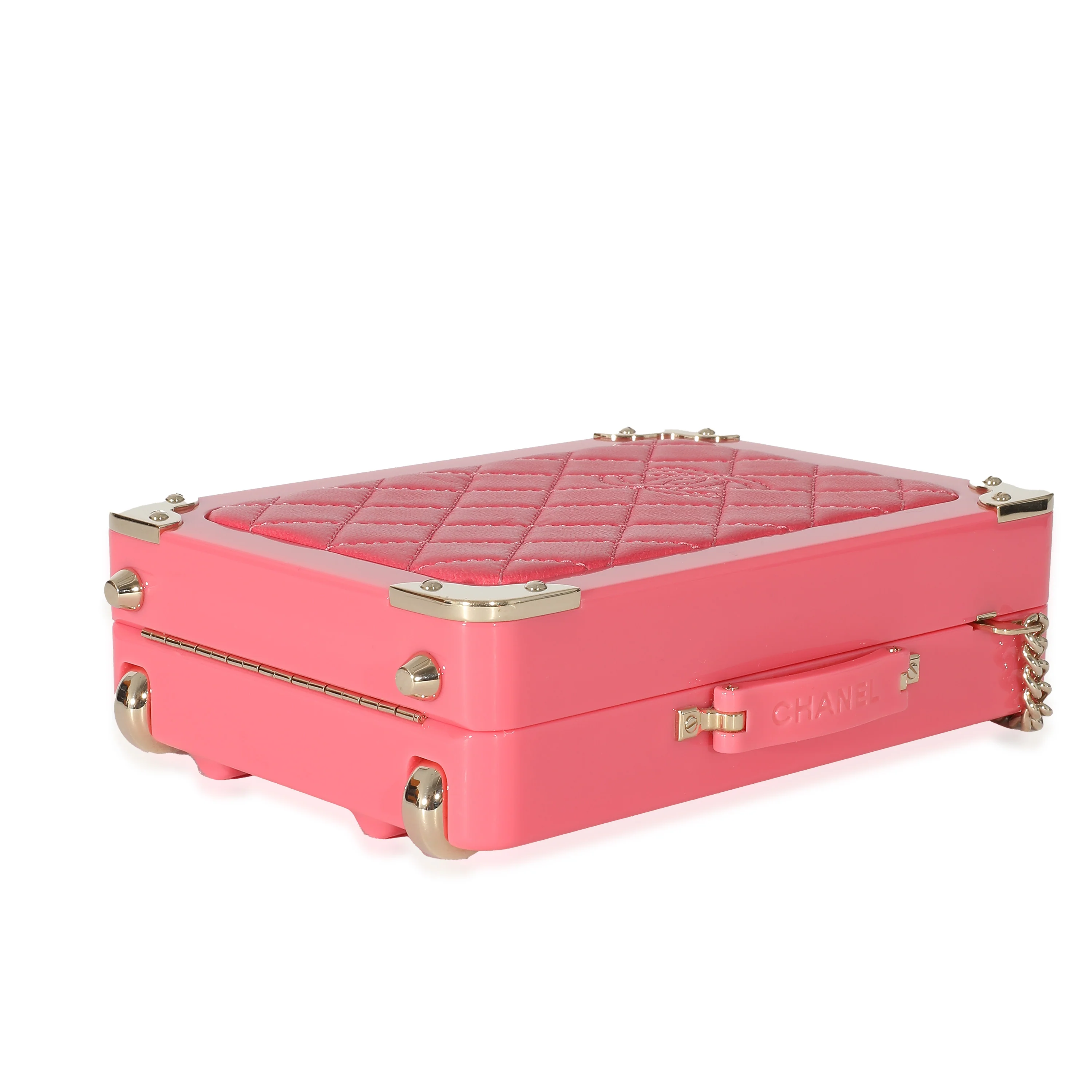 Chanel Pink Plexi Lambskin Evening In The Air CC Trolley Minaudière Clutch - Image 5