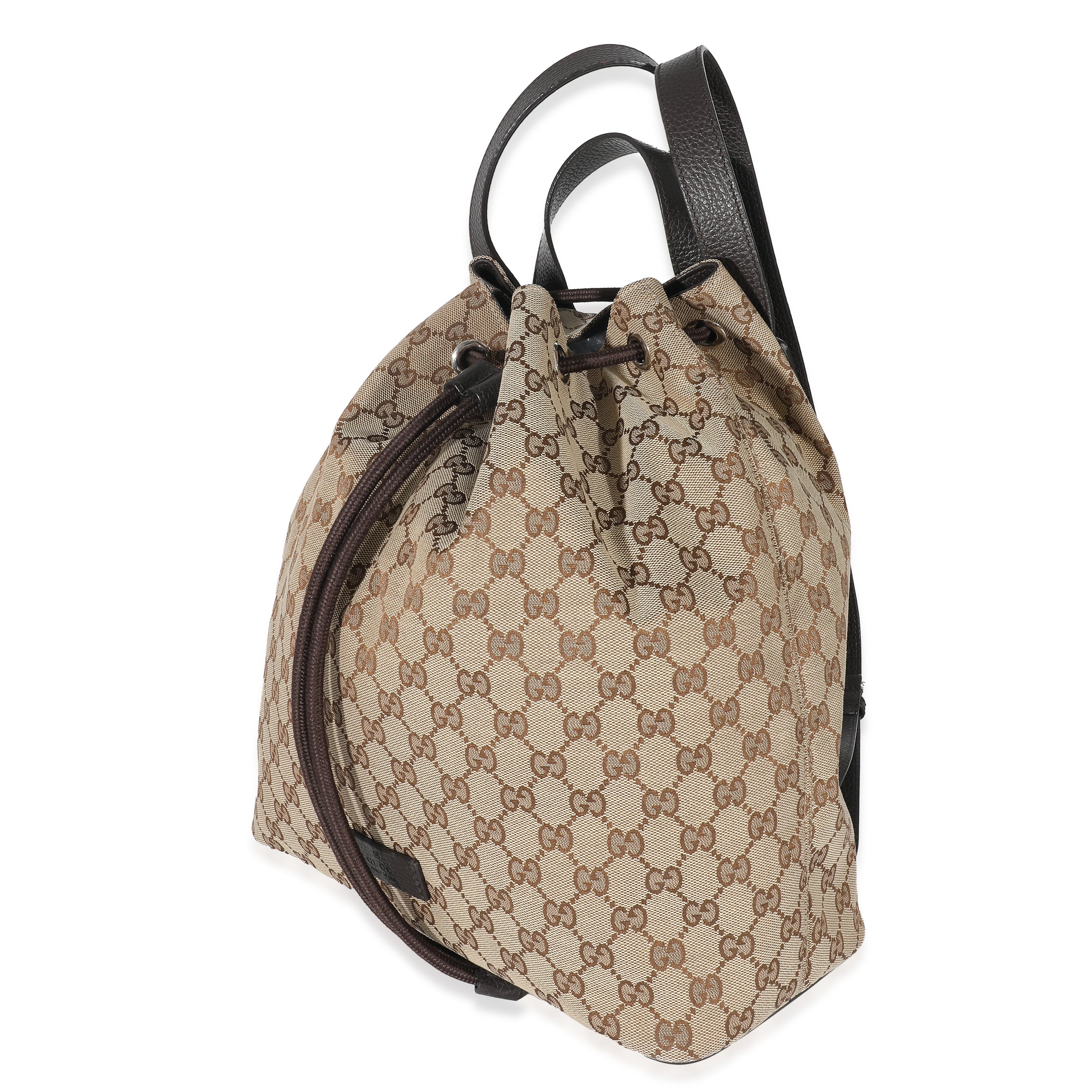 Gucci Beige GG Canvas Drawstring Backpack - Image 2