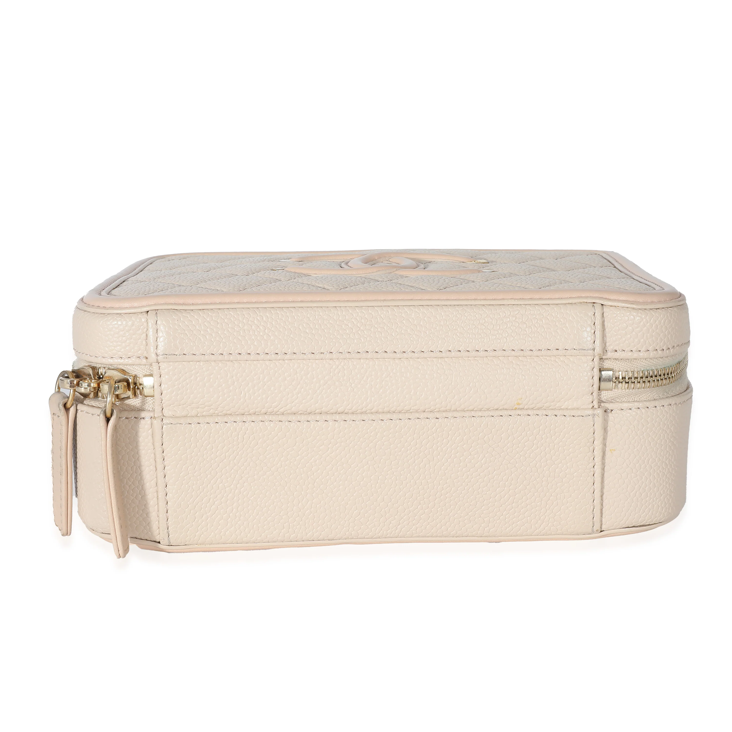 Chanel Beige Quilted Caviar Medium Filigree Vanity Case - Image 5