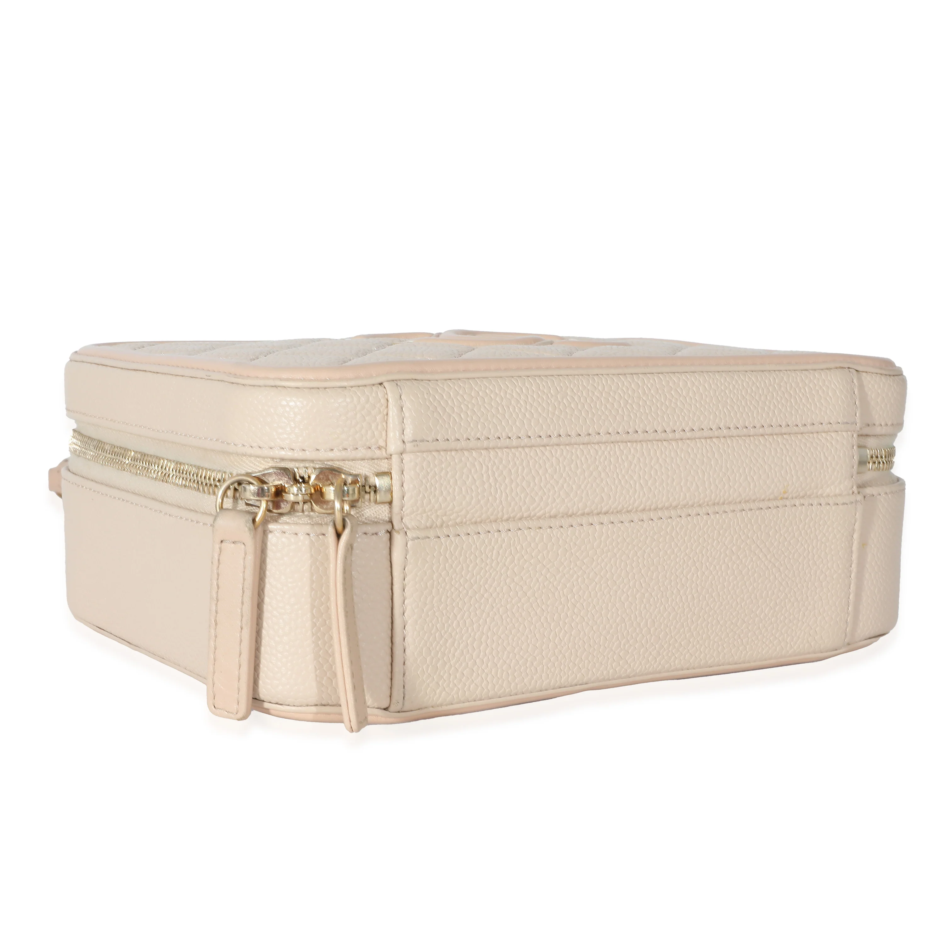 Chanel Beige Quilted Caviar Medium Filigree Vanity Case - Image 6