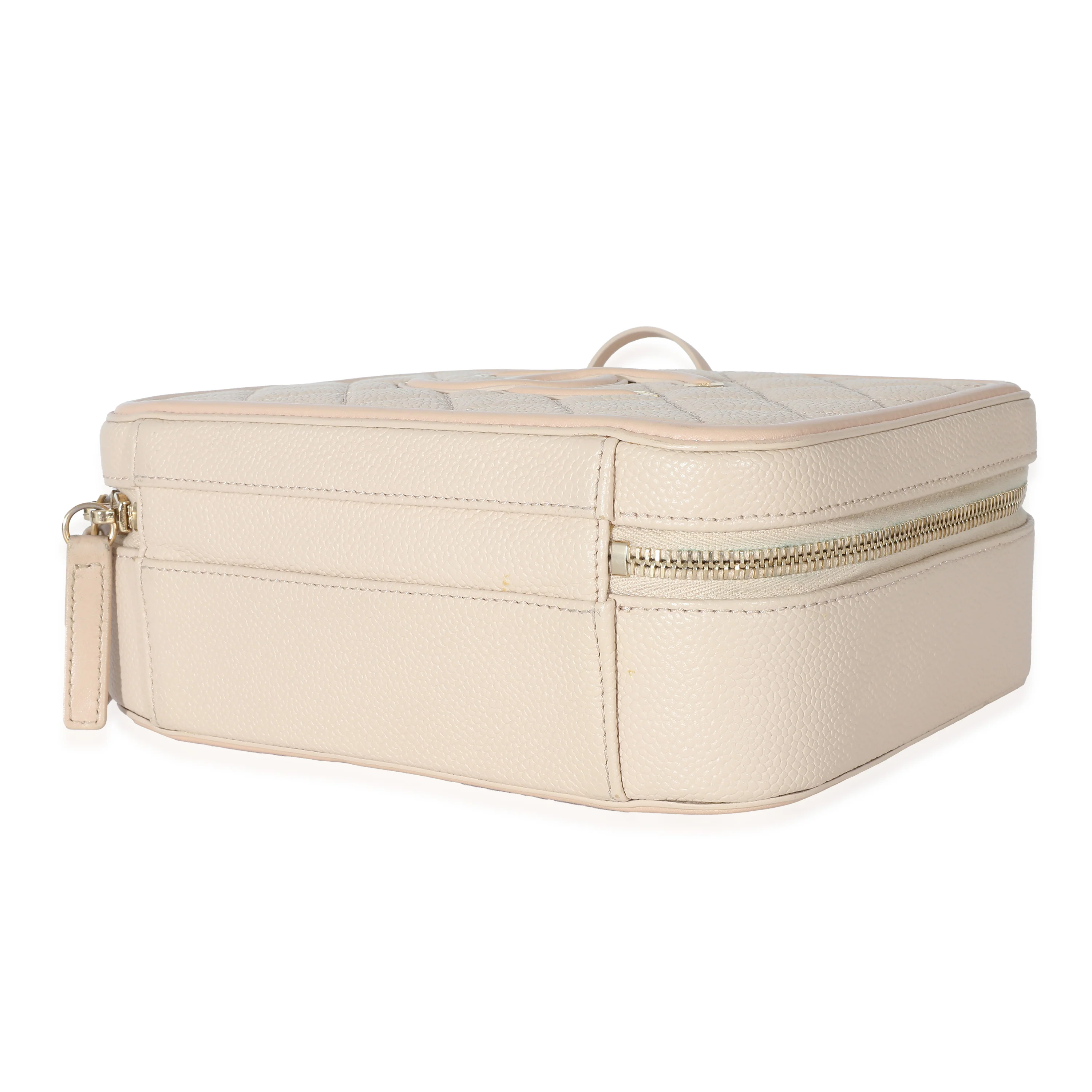 Chanel Beige Quilted Caviar Medium Filigree Vanity Case - Image 7