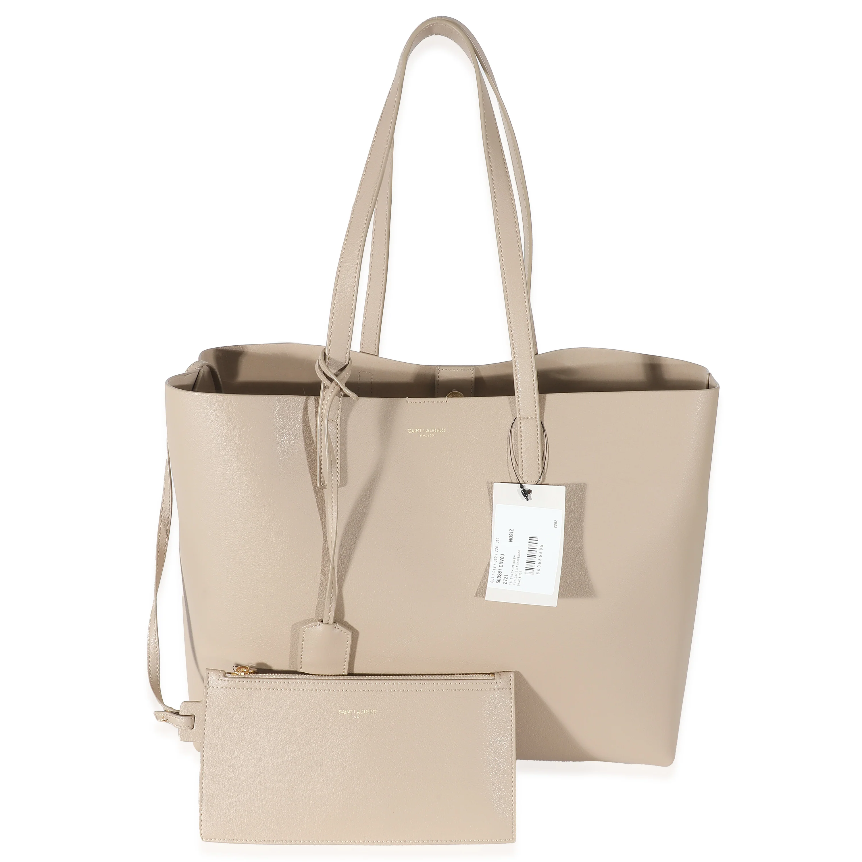 Saint Laurent Dark Beige Supple Leather East West Shopping Tote - Image 9