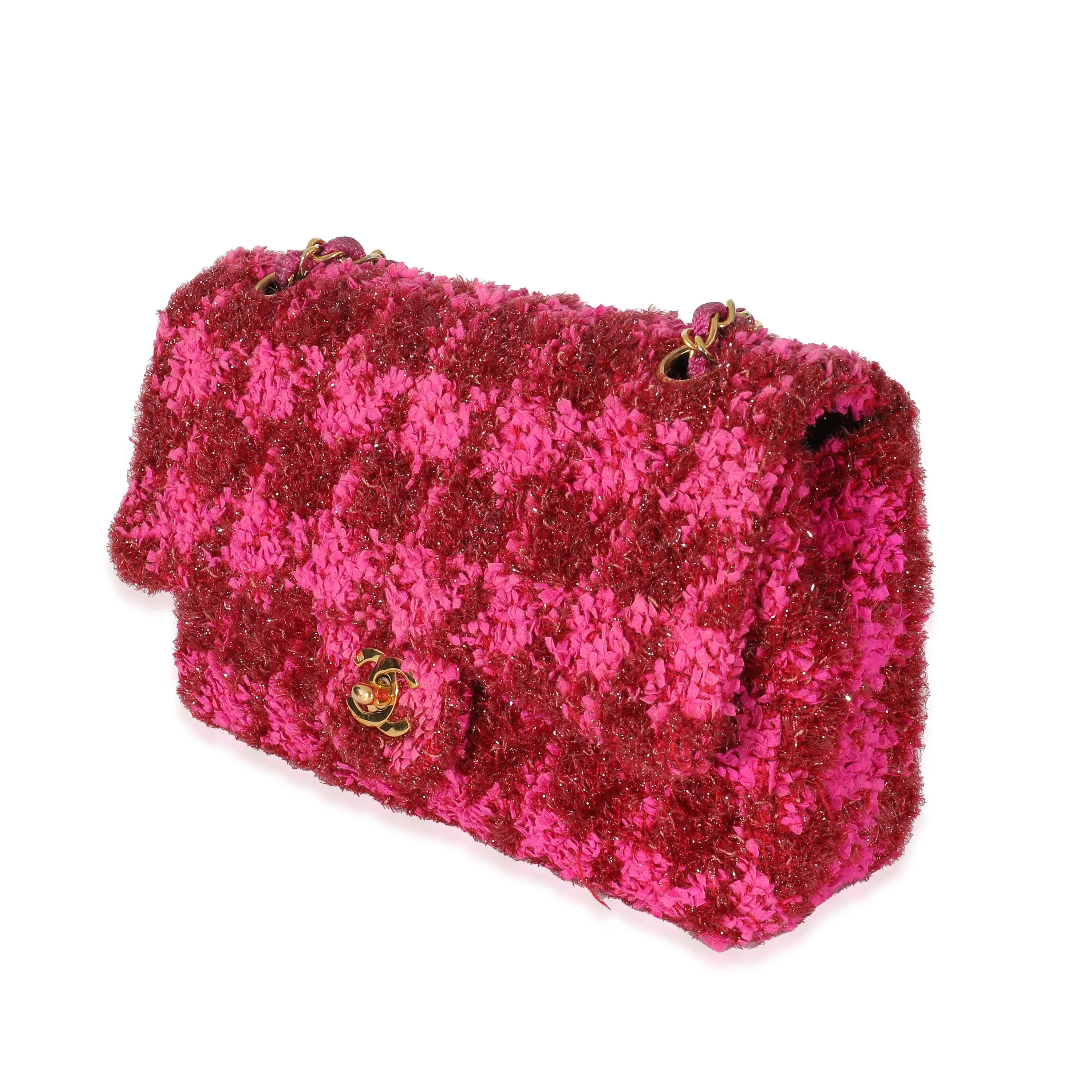 Chanel Vintage Metallic Boucle Red Pink Medium Classic Flap Bag - Image 2