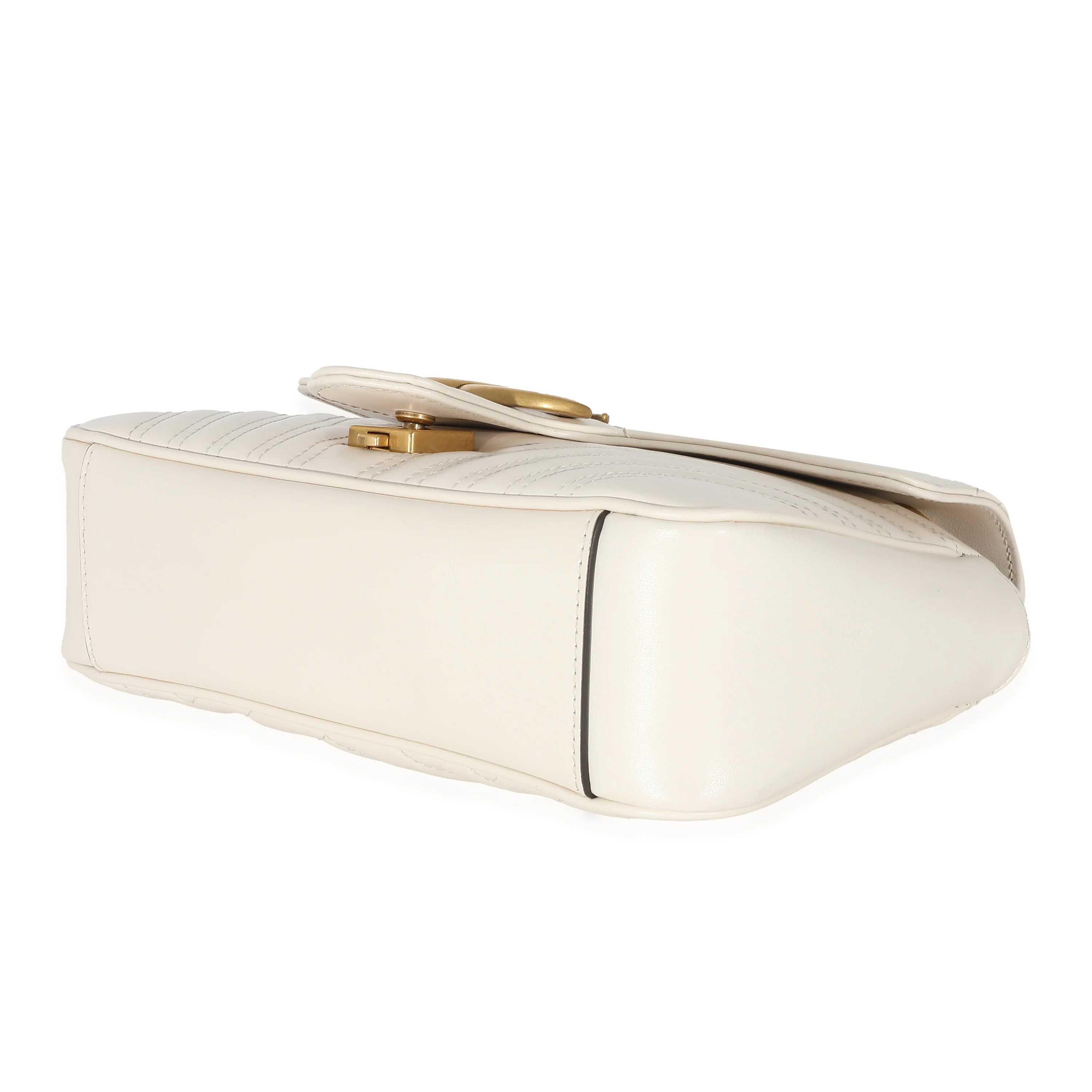 Gucci White Calfskin Matelassé GG Small Marmont Shoulder Bag - Image 7