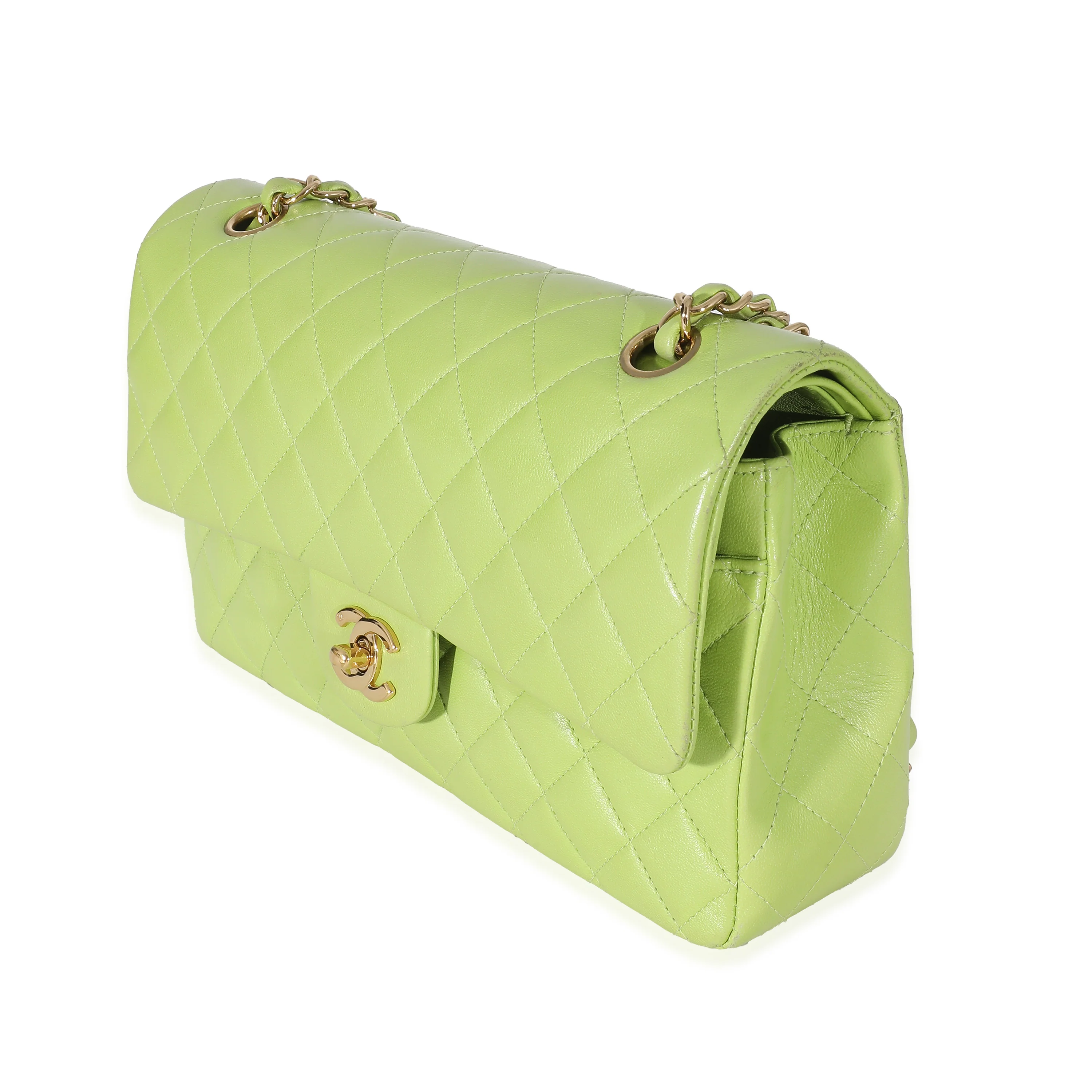 Chanel Vintage Green Quilted Lambskin Medium Classic Double Flap Bag - Image 2