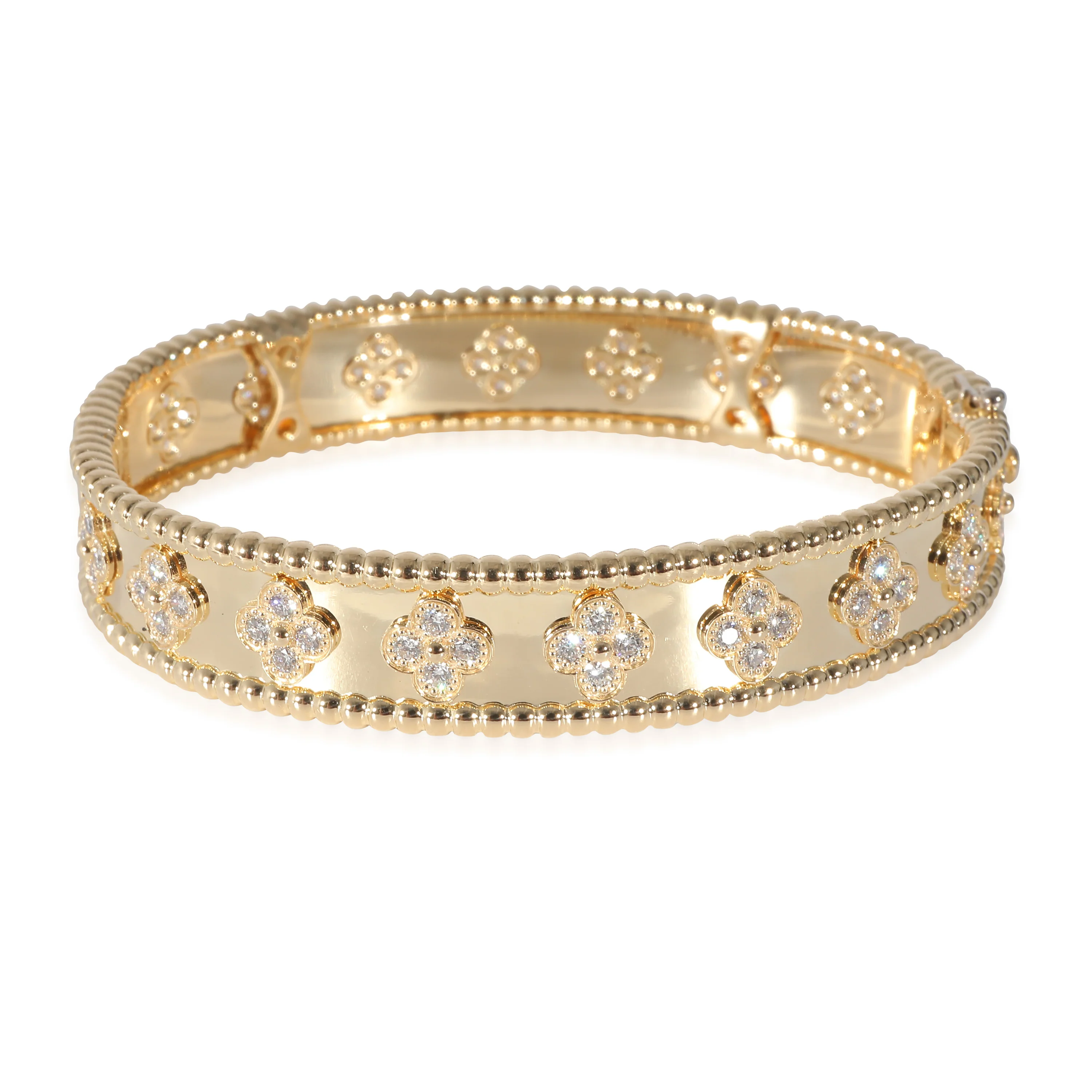 Perlee Clover Diamond Bracelet in 18k Yellow Gold 1.61 CTW