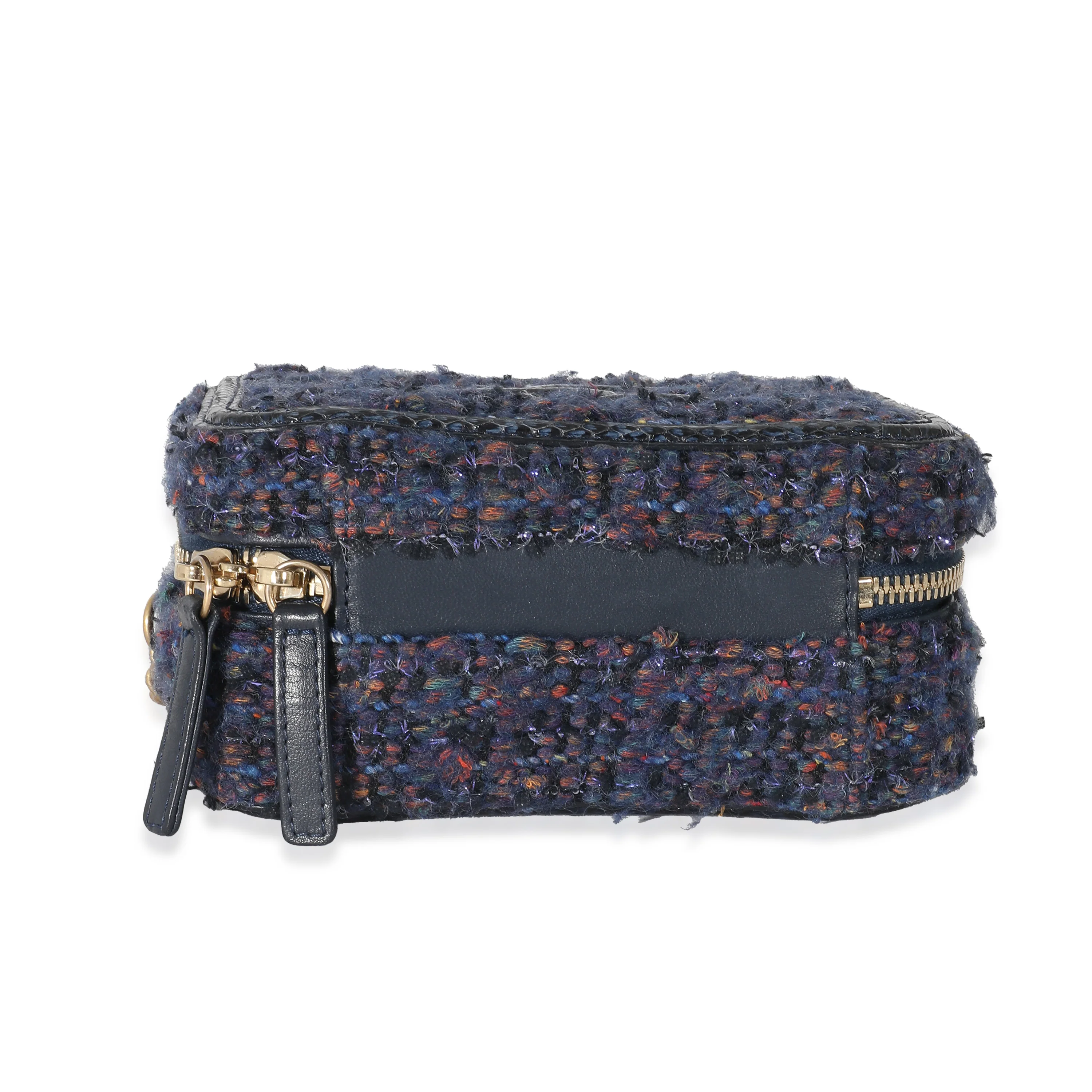 Chanel Metallic Navy Tweed Small Filigree Vanity Case - Image 3