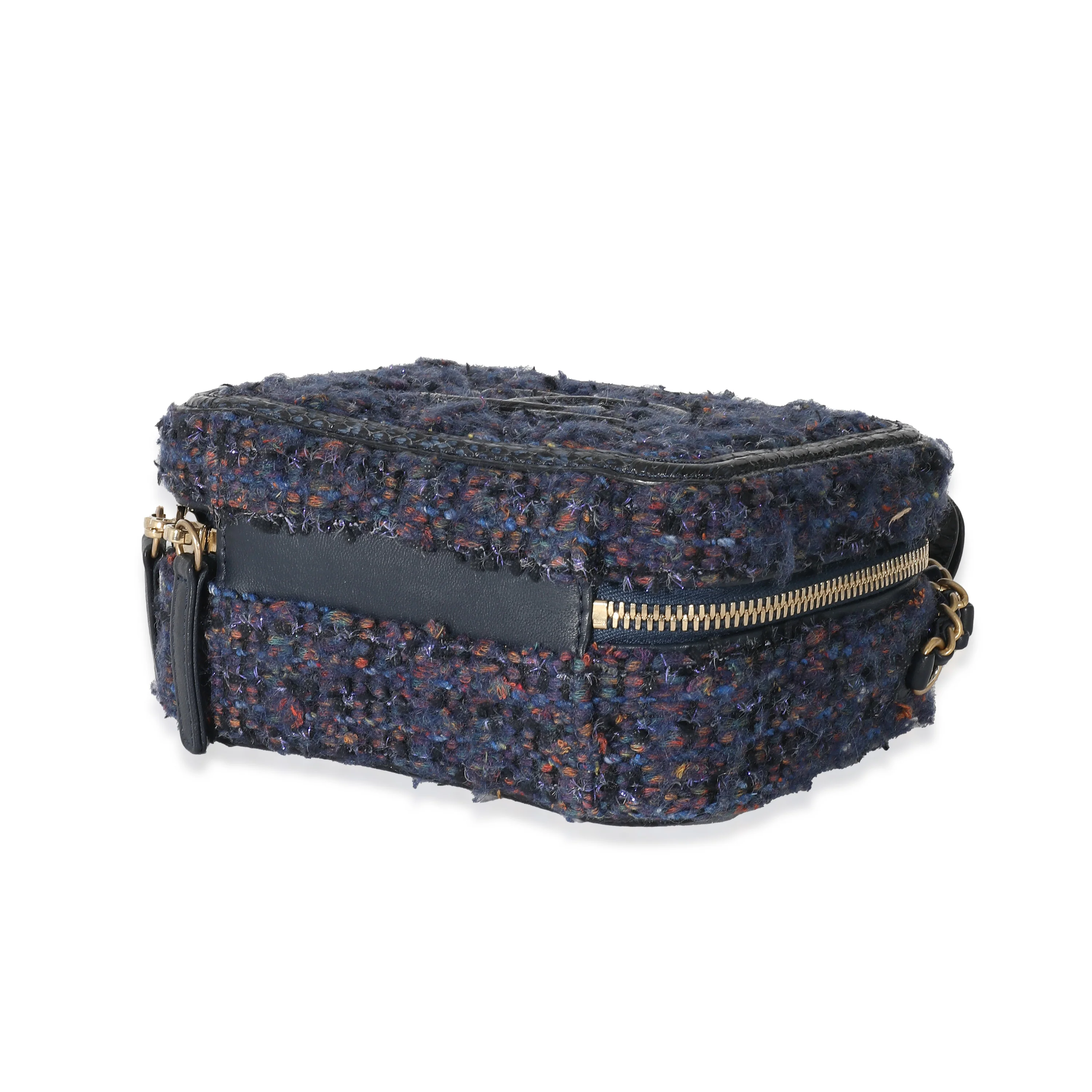 Chanel Metallic Navy Tweed Small Filigree Vanity Case - Image 5
