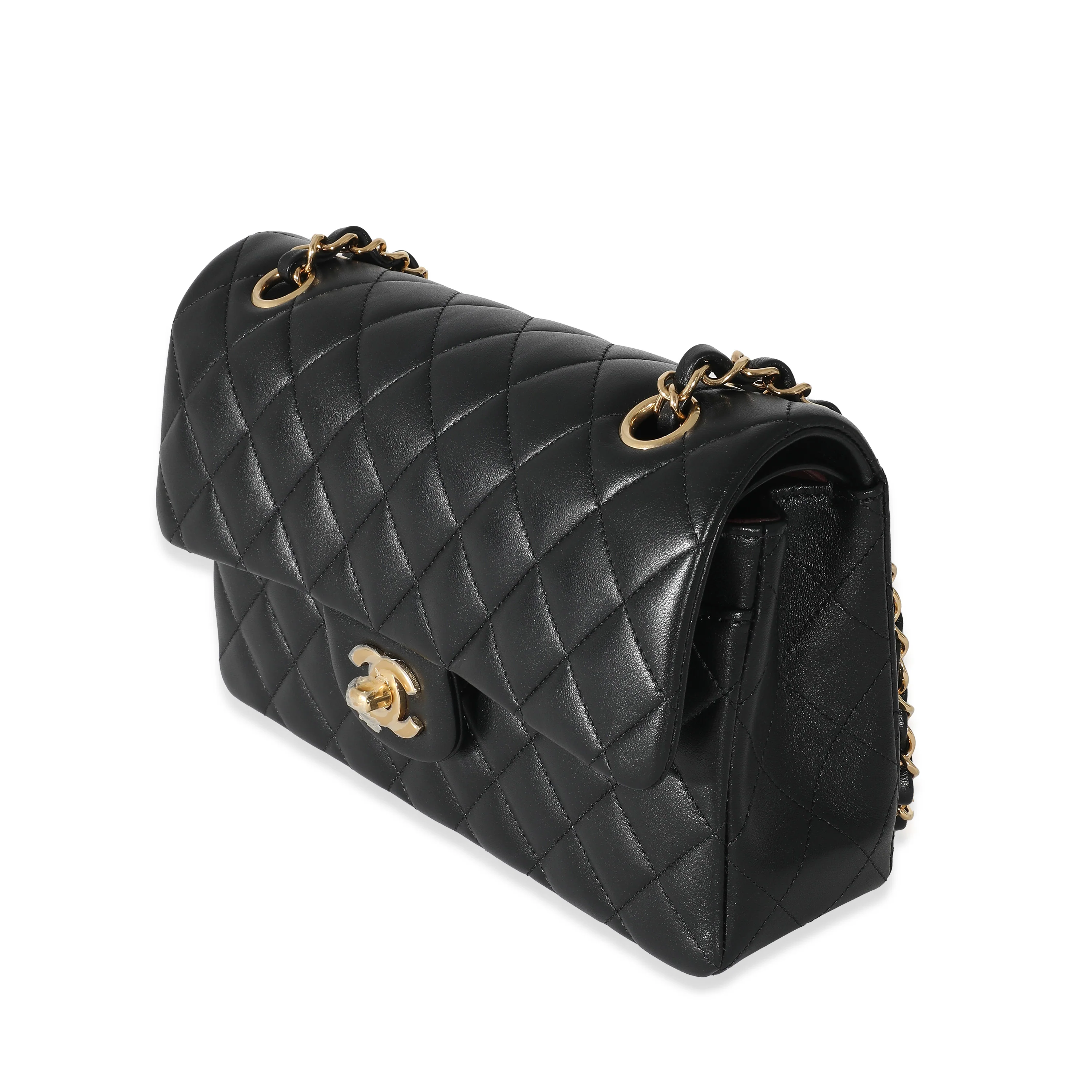 Chanel Black Quilted Lambskin Small Classic Double Flap Bag - Image 2