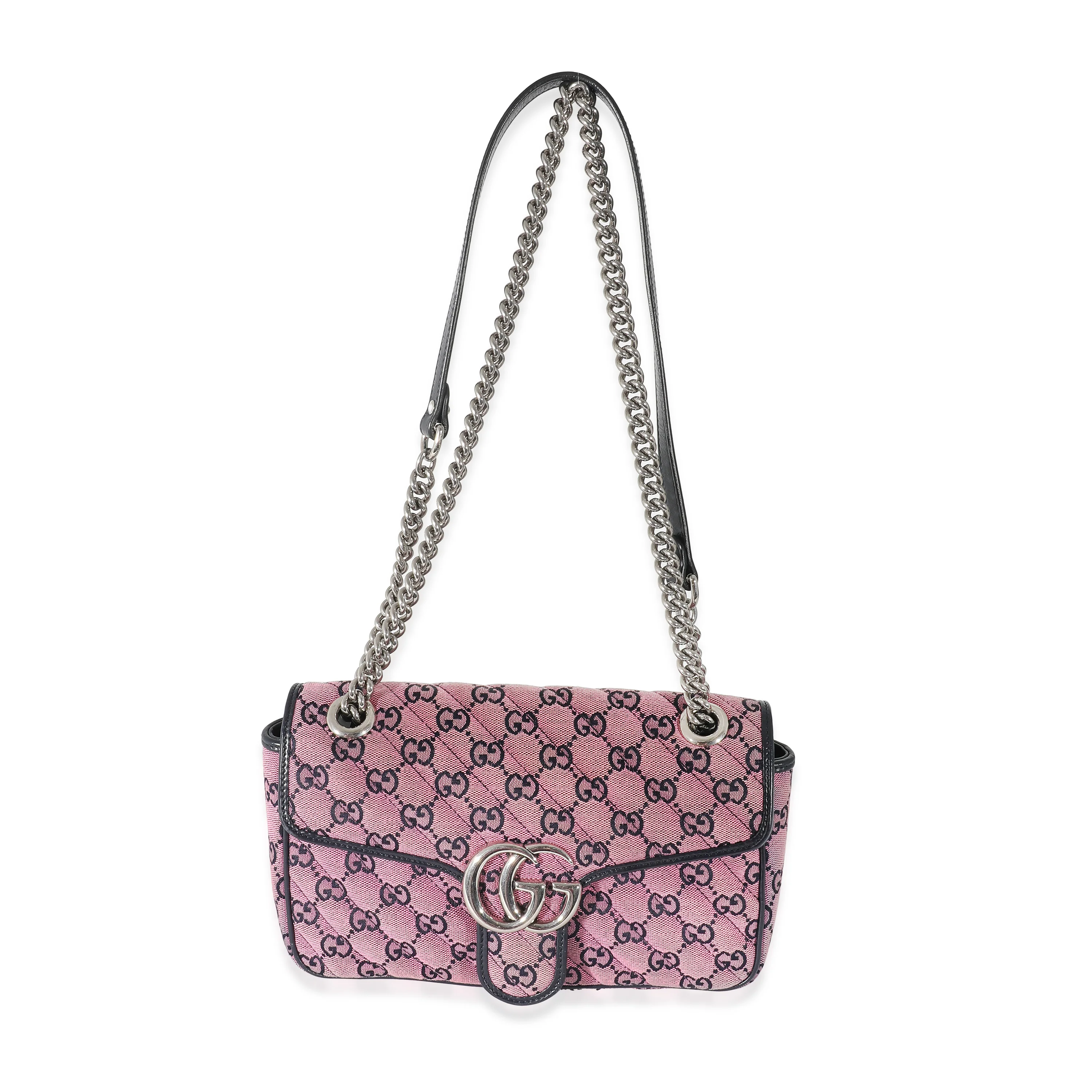 Gucci Pink GG Canvas Small Diagonal Marmont Bag - Image 6