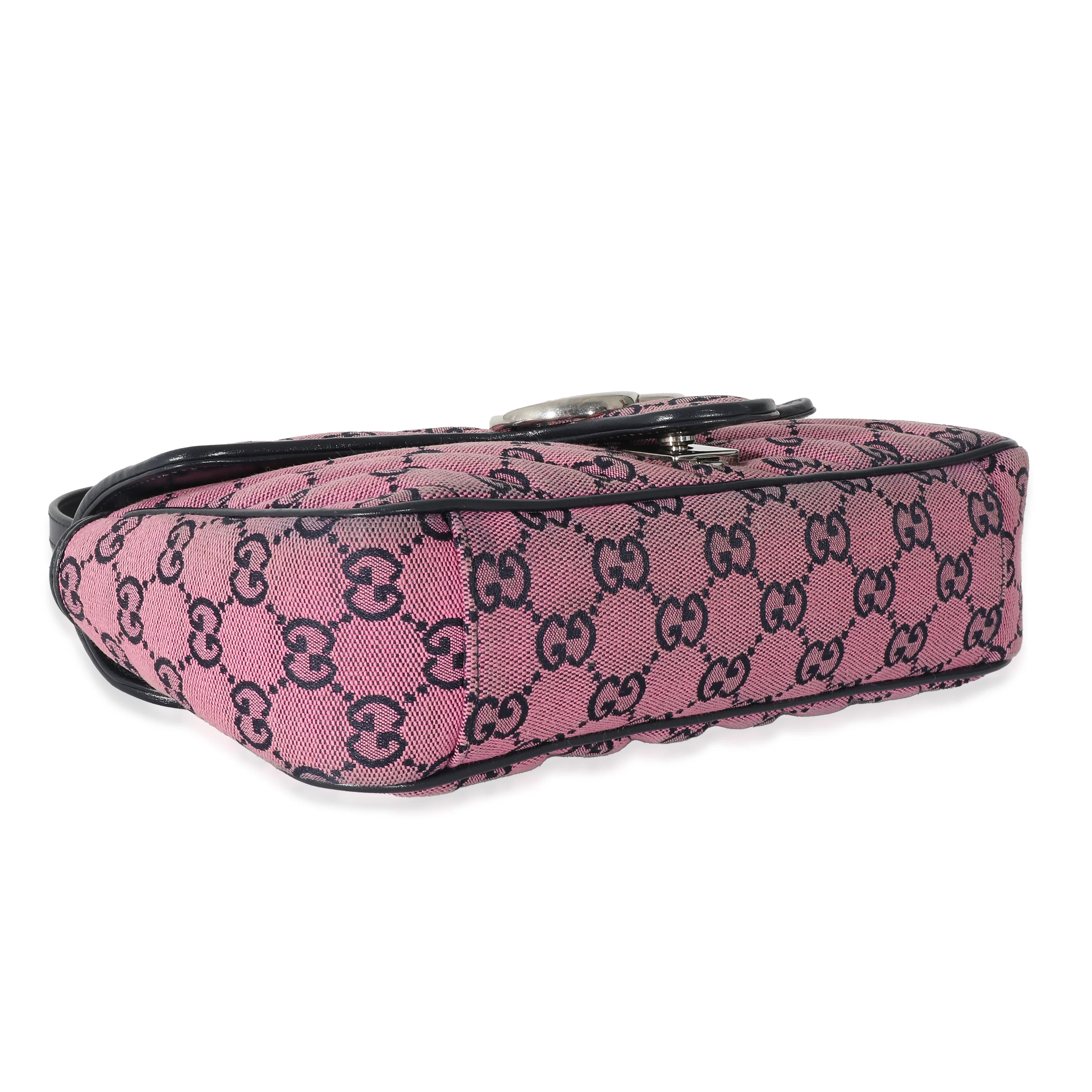 Gucci Pink GG Canvas Small Diagonal Marmont Bag - Image 7