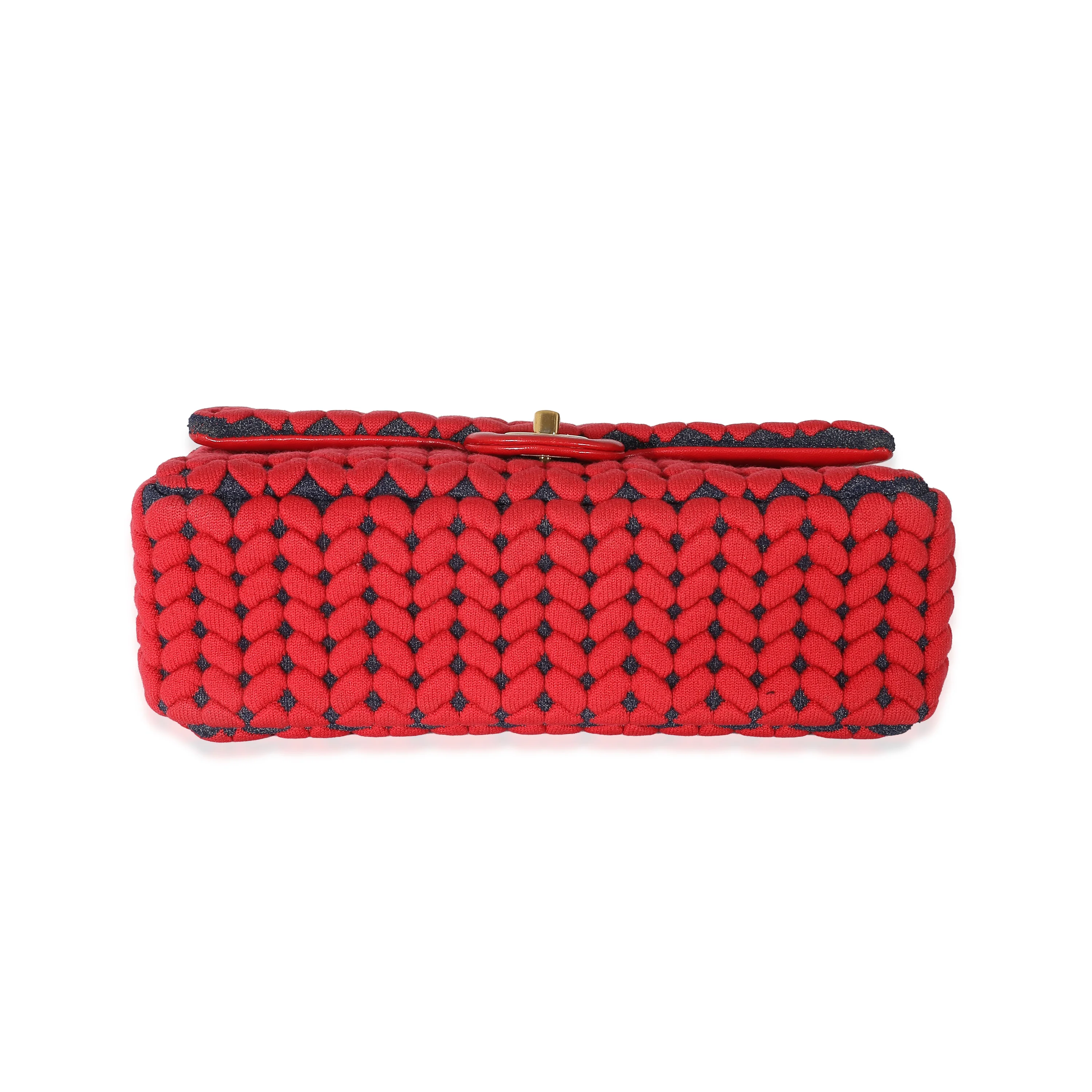 Chanel Red Wool Woven Medium Single Flap Bag - Image 3