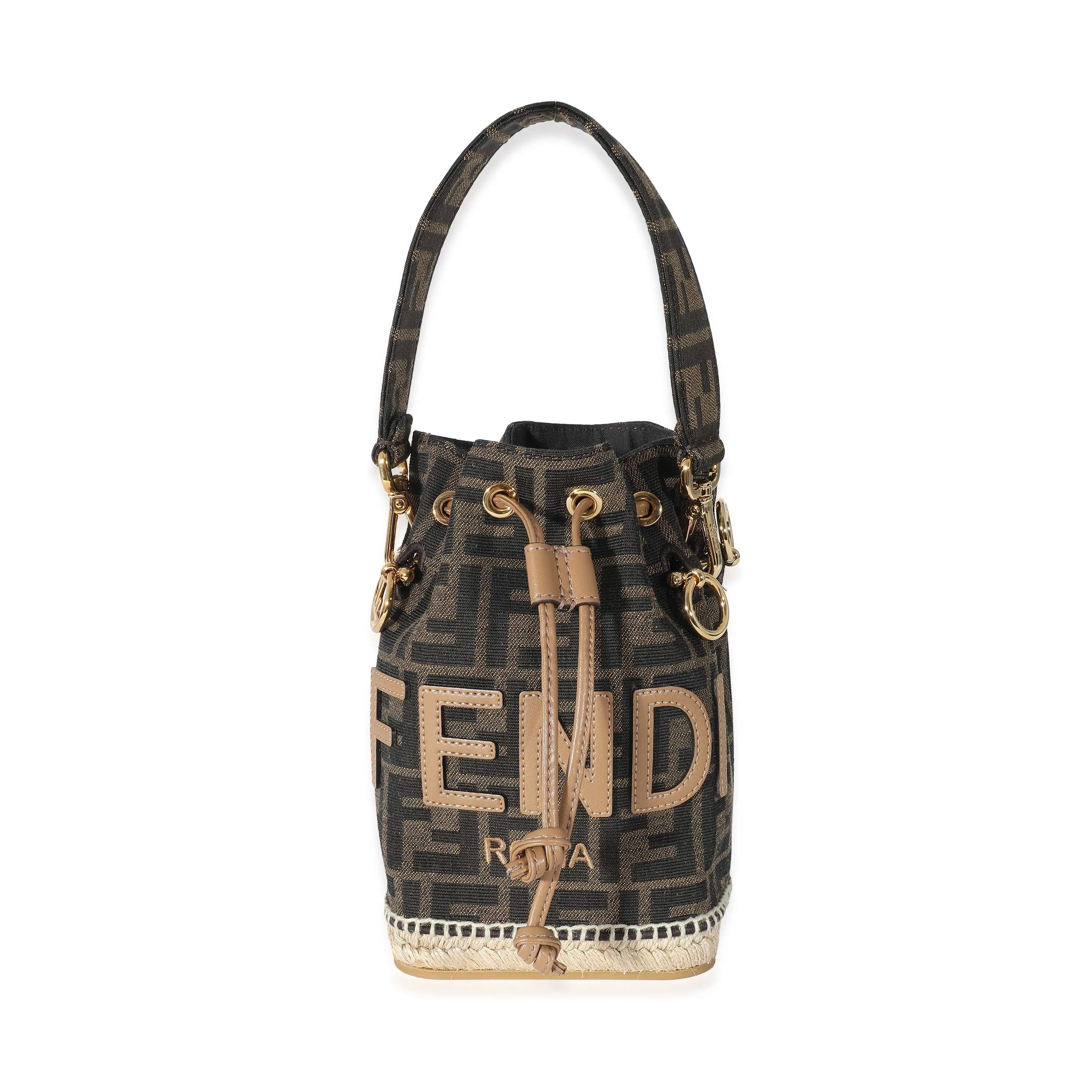 Fendi Brown FF Jacquard Fabric Mon Tresor Bucket Bag - Image 3