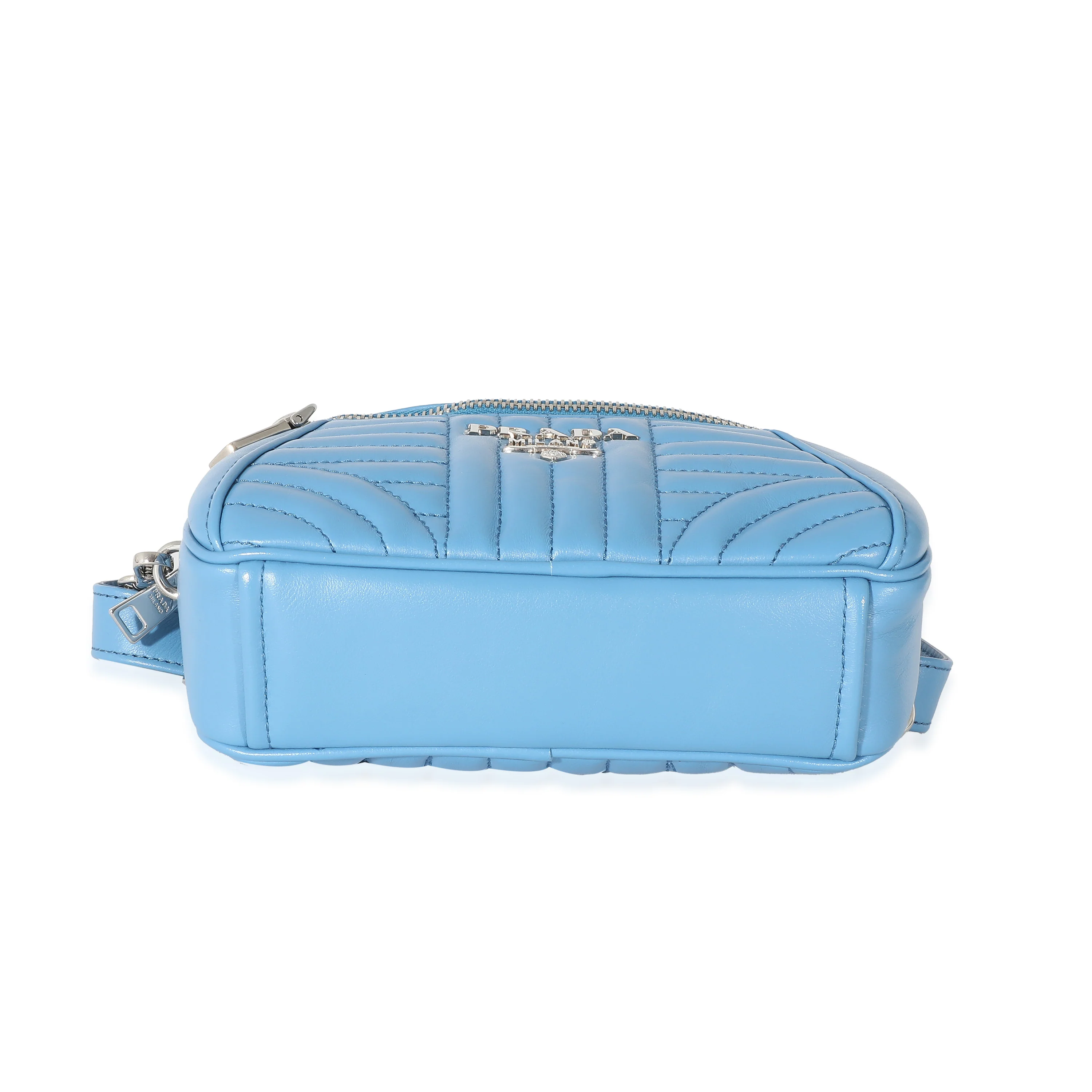 Prada Blue Soft Calf Impunture Diagramme Camera Belt Bag - Image 3