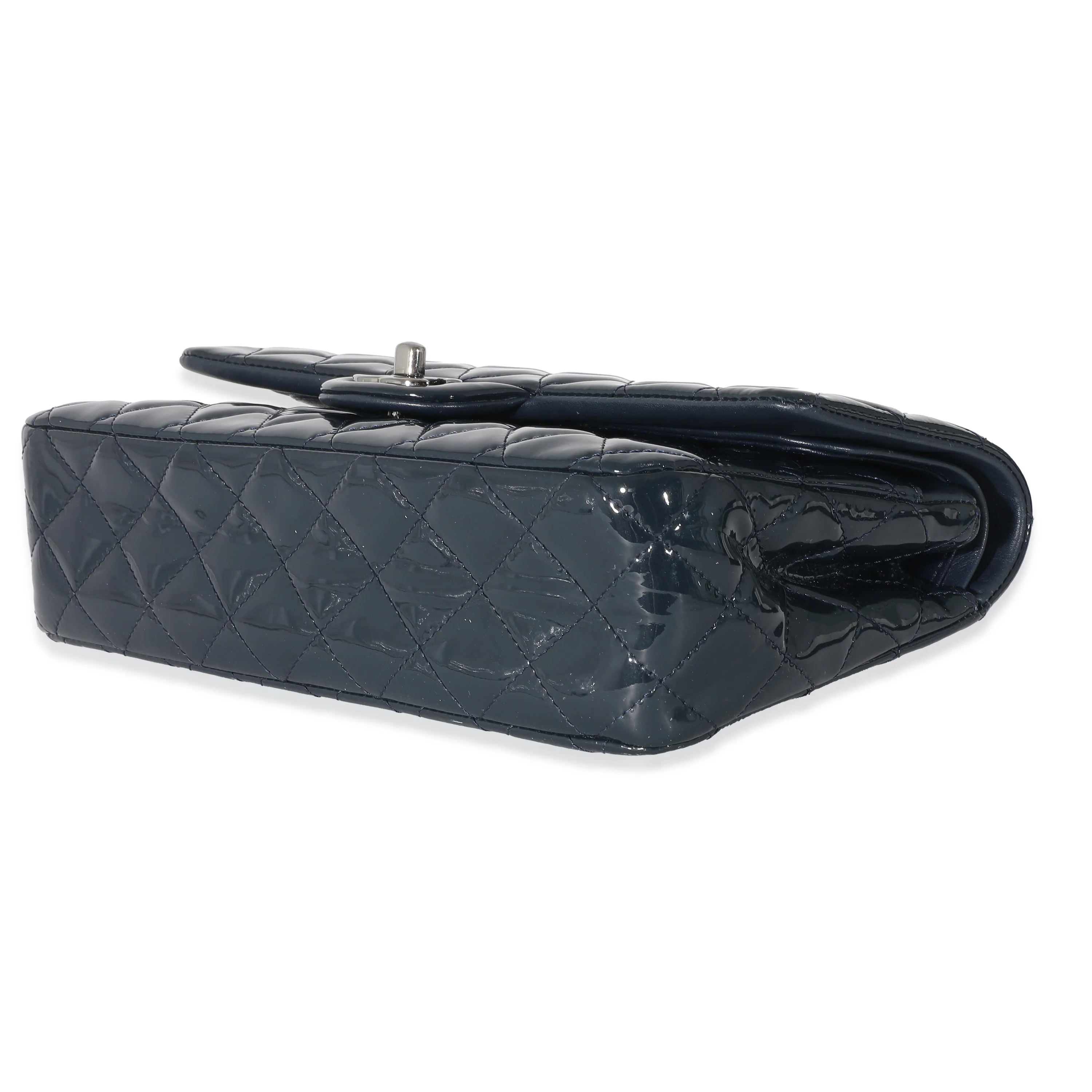 Chanel Navy Quilted Patent Medium Classic Double Flap Bag - Image 5