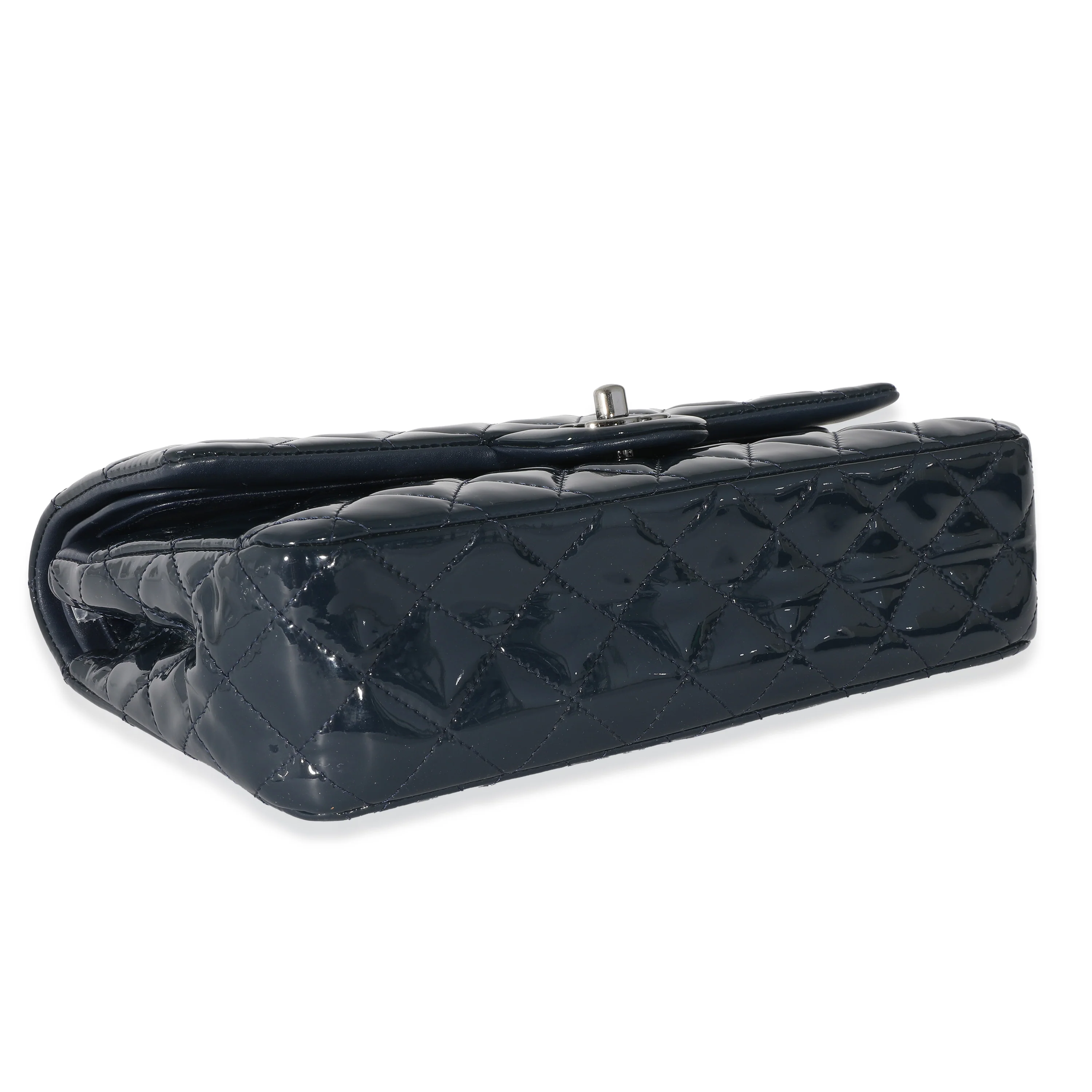 Chanel Navy Quilted Patent Medium Classic Double Flap Bag - Image 7