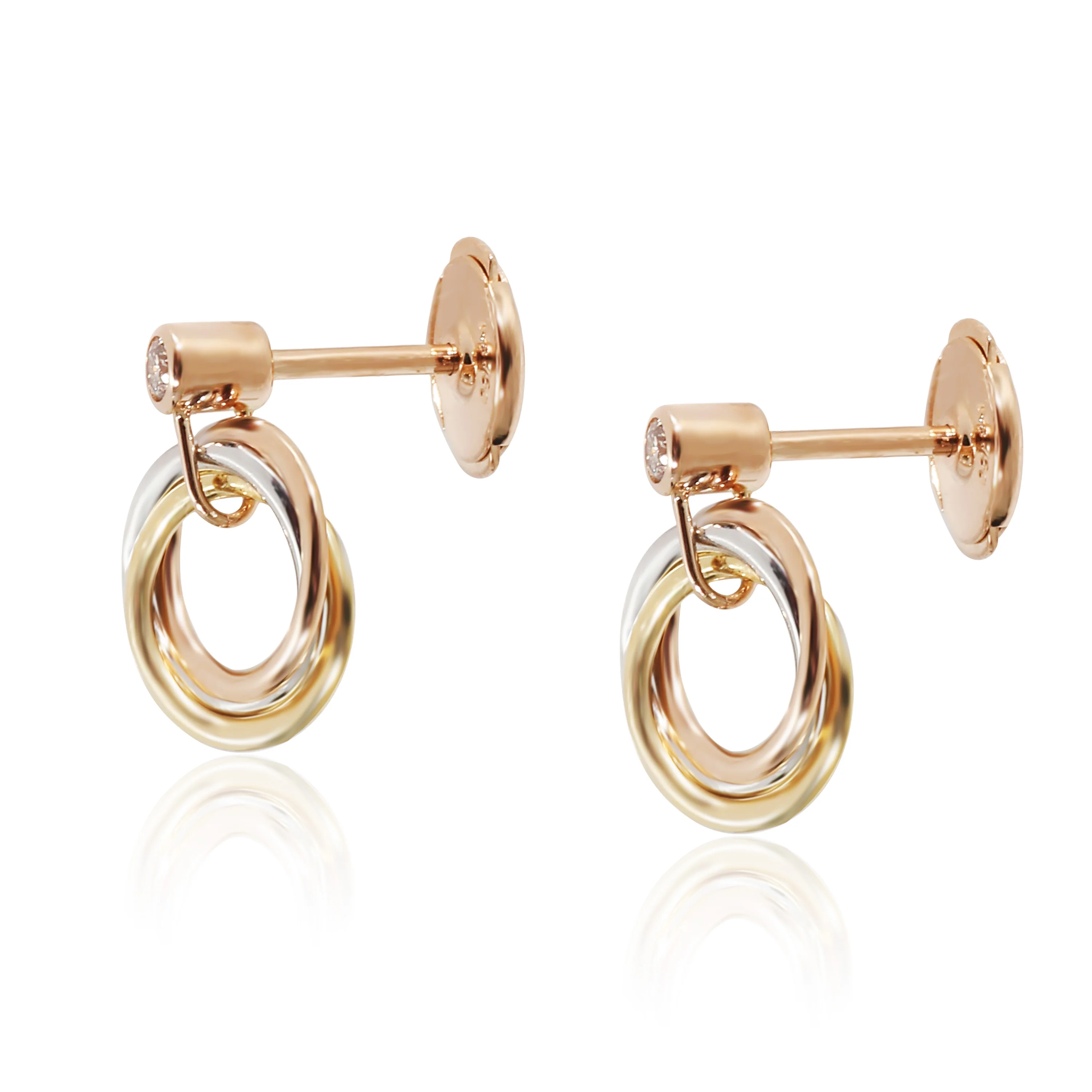 Cartier Trinity Earrings in 18K Tri-Color 0.08 CTW - Image 2