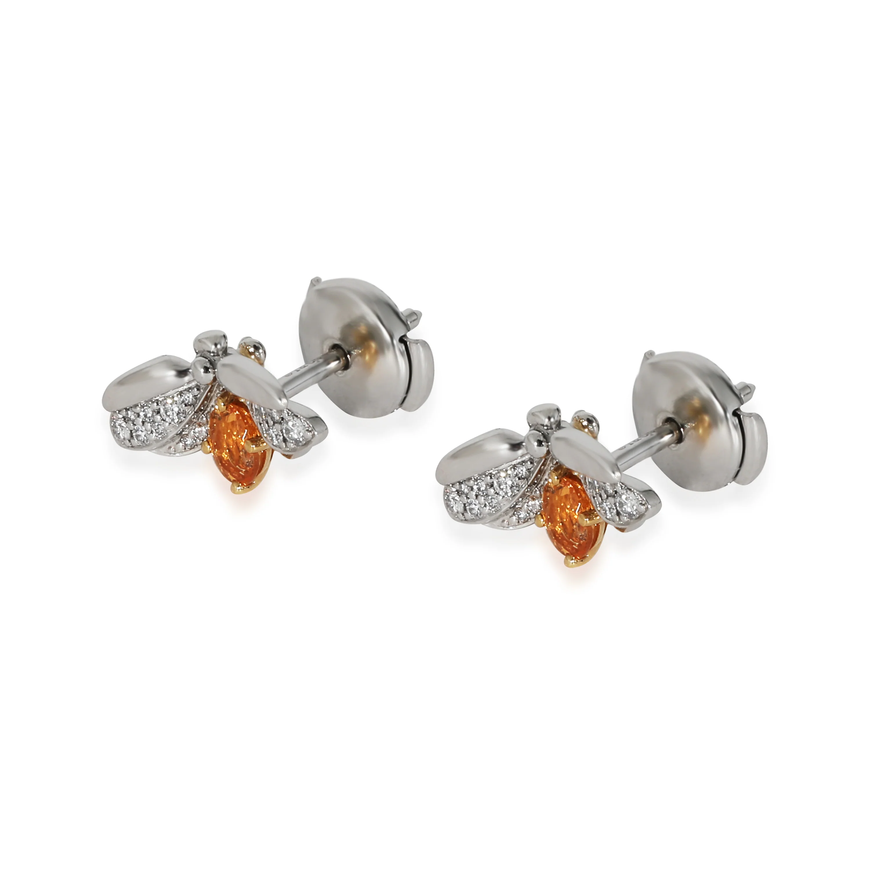 Paper Flowers Diamonds & Spessartine Firefly Earrings in Platinum - Image 2