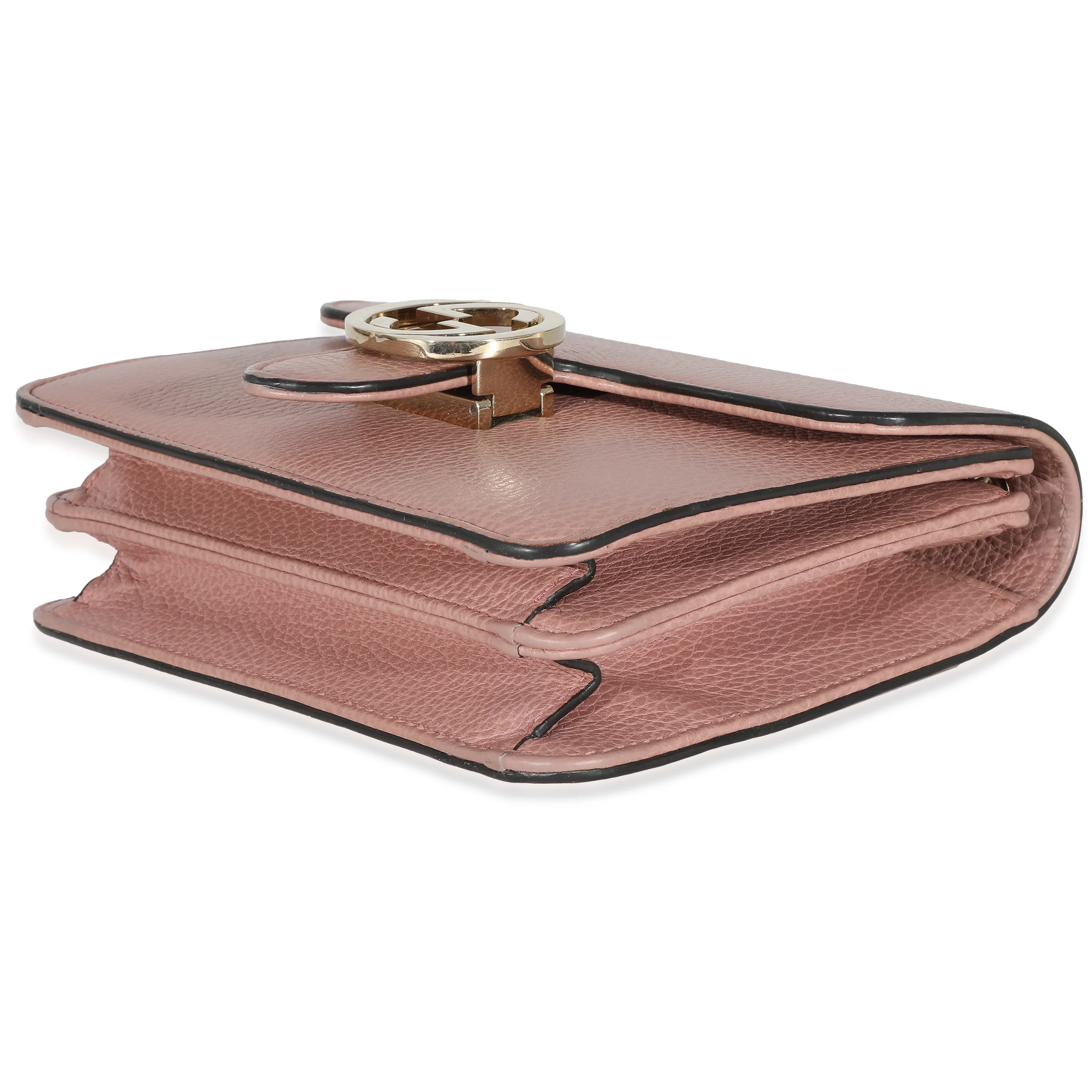 Soft Pink Dollar Calfskin Small Interlocking G Chain Bag - Image 6