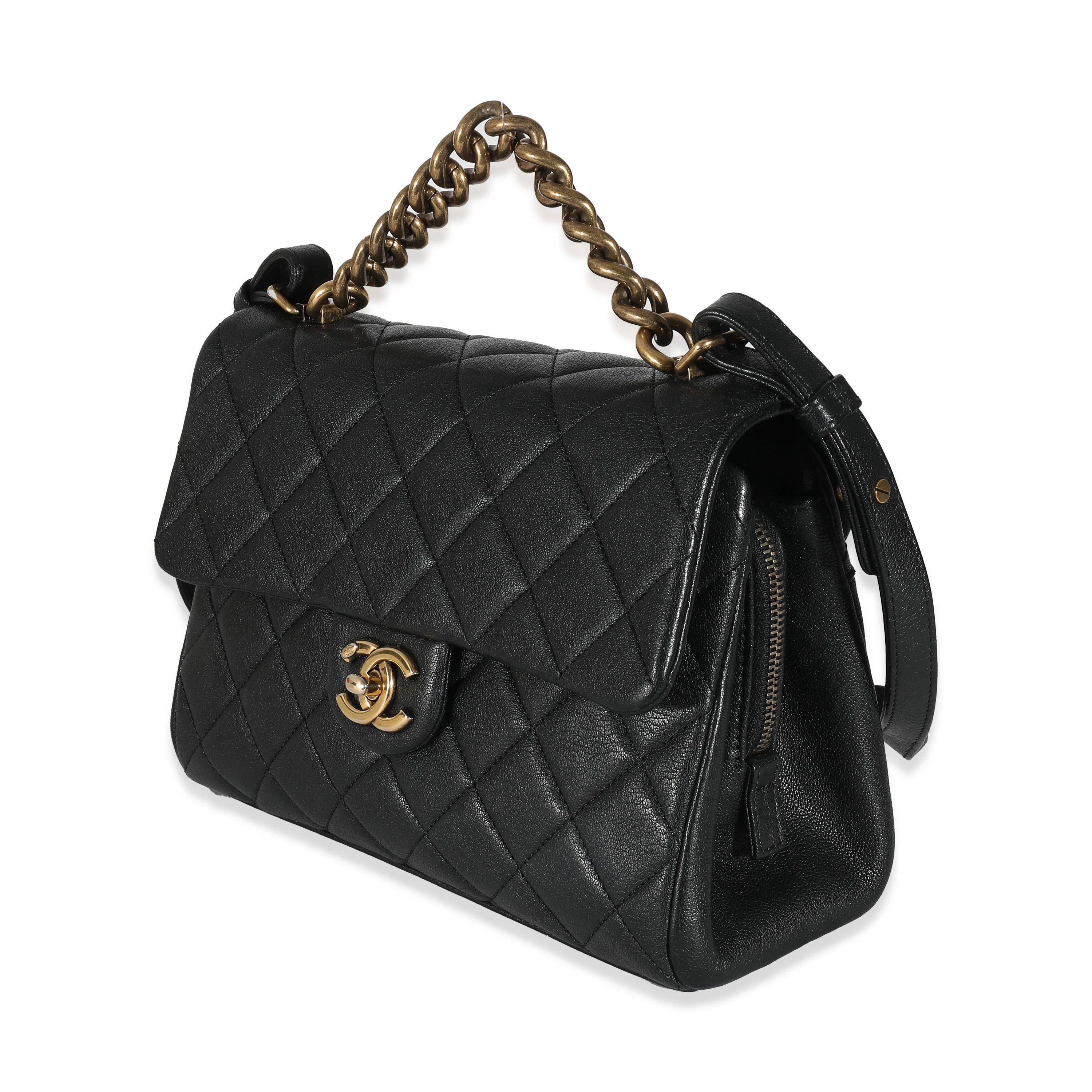 Chanel Black Calfskin Medium Trapezio Flap Bag - Image 2