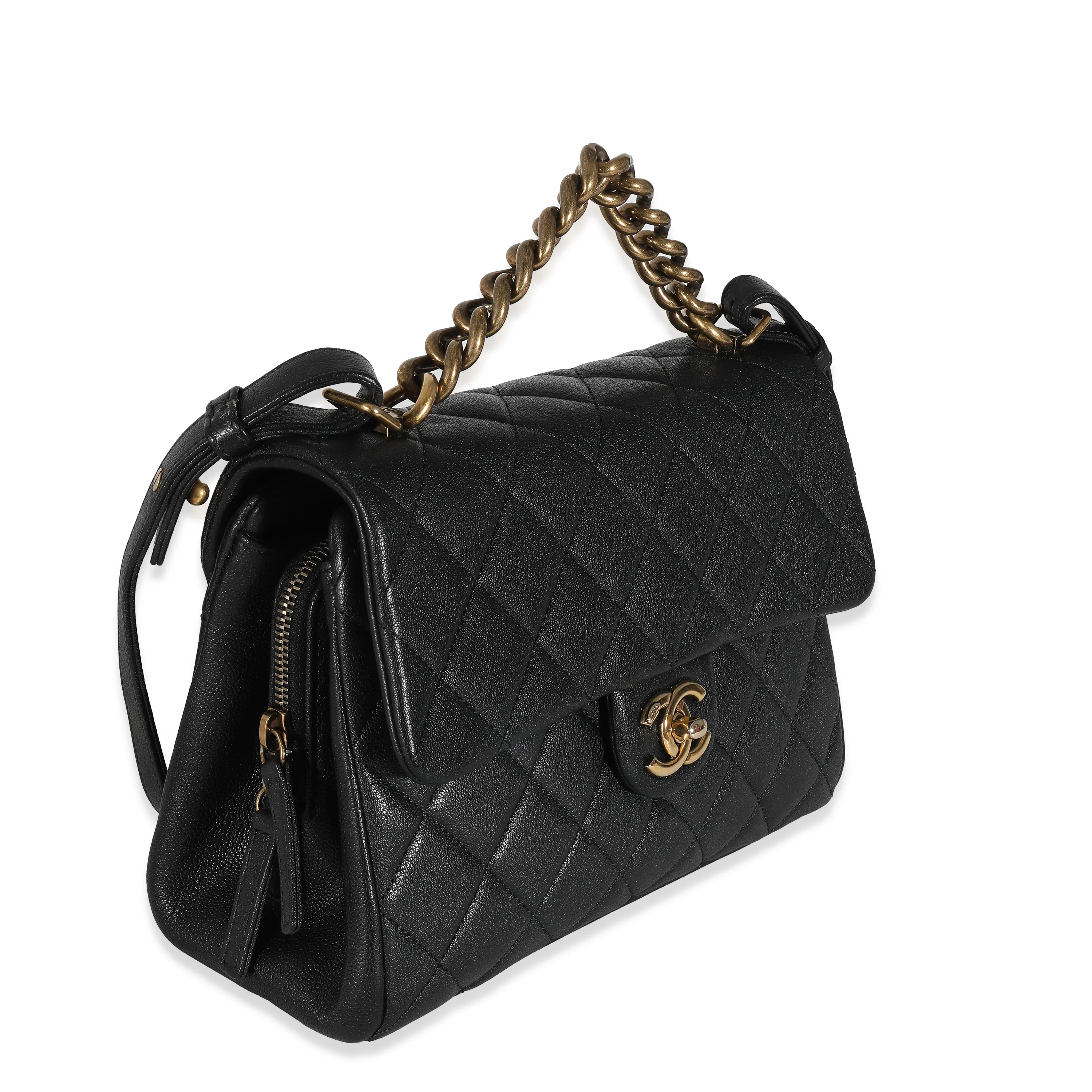 Chanel Black Calfskin Medium Trapezio Flap Bag - Image 3