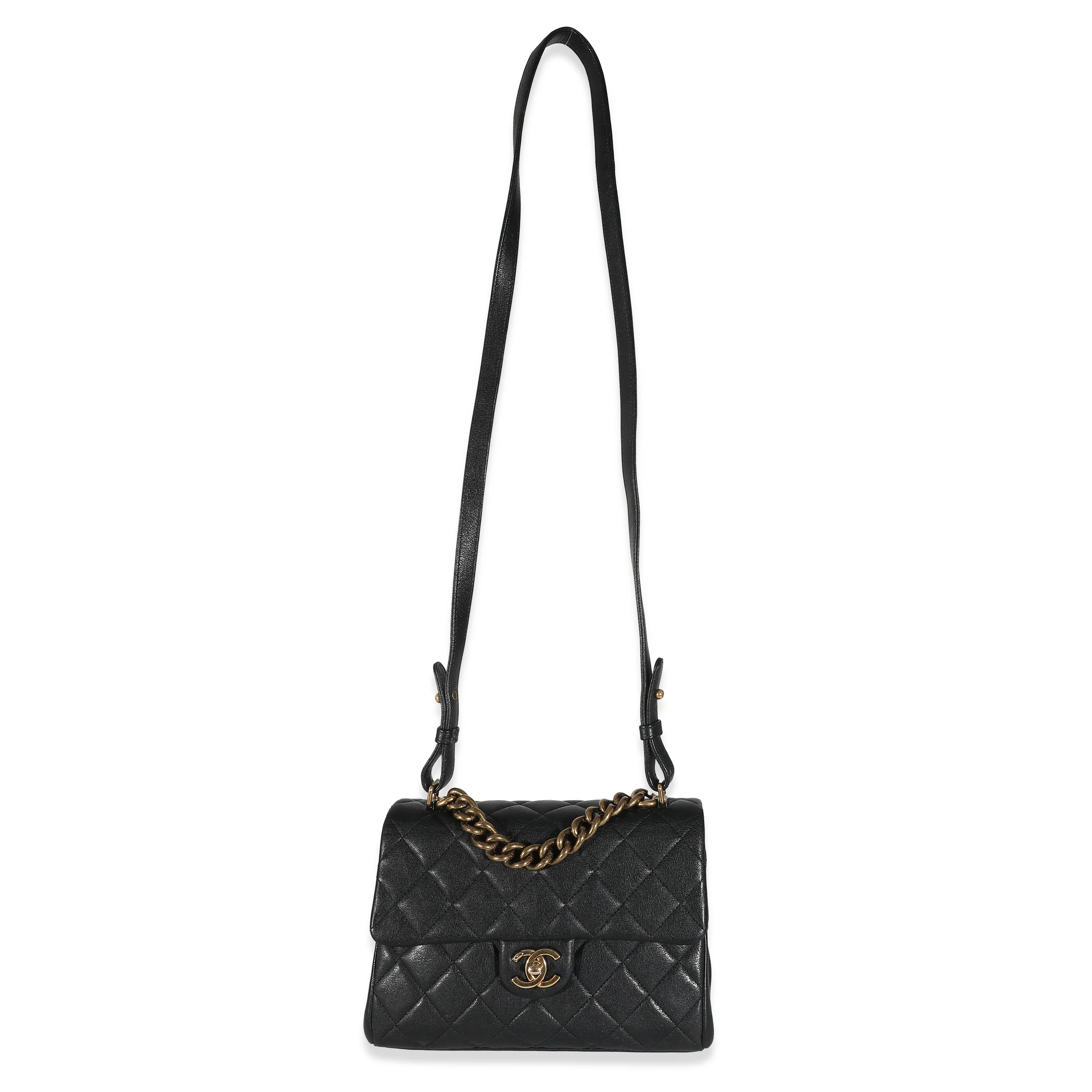 Chanel Black Calfskin Medium Trapezio Flap Bag - Image 8