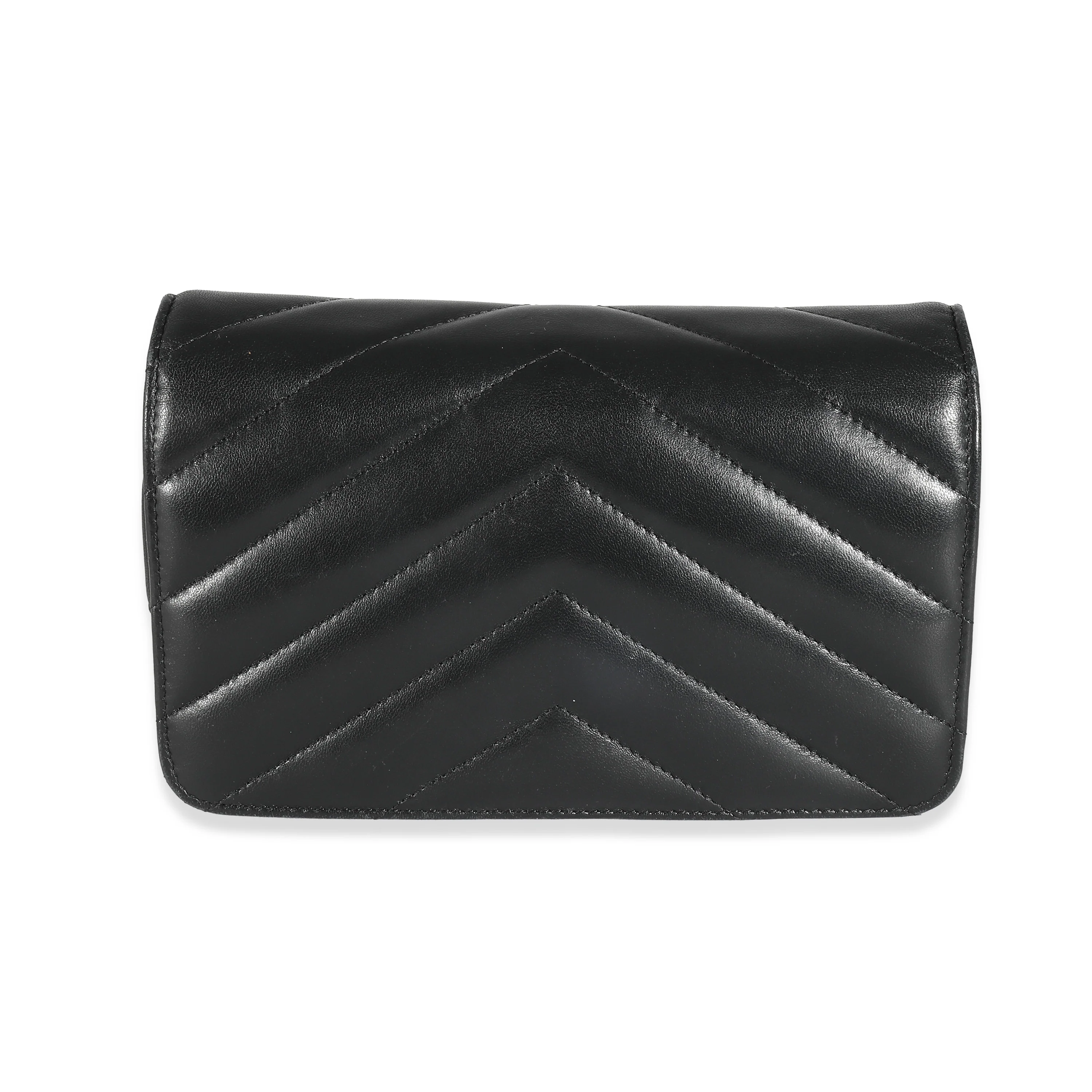 Chanel Black Lambskin Chevron CC Button Wallet On Chain - Image 8