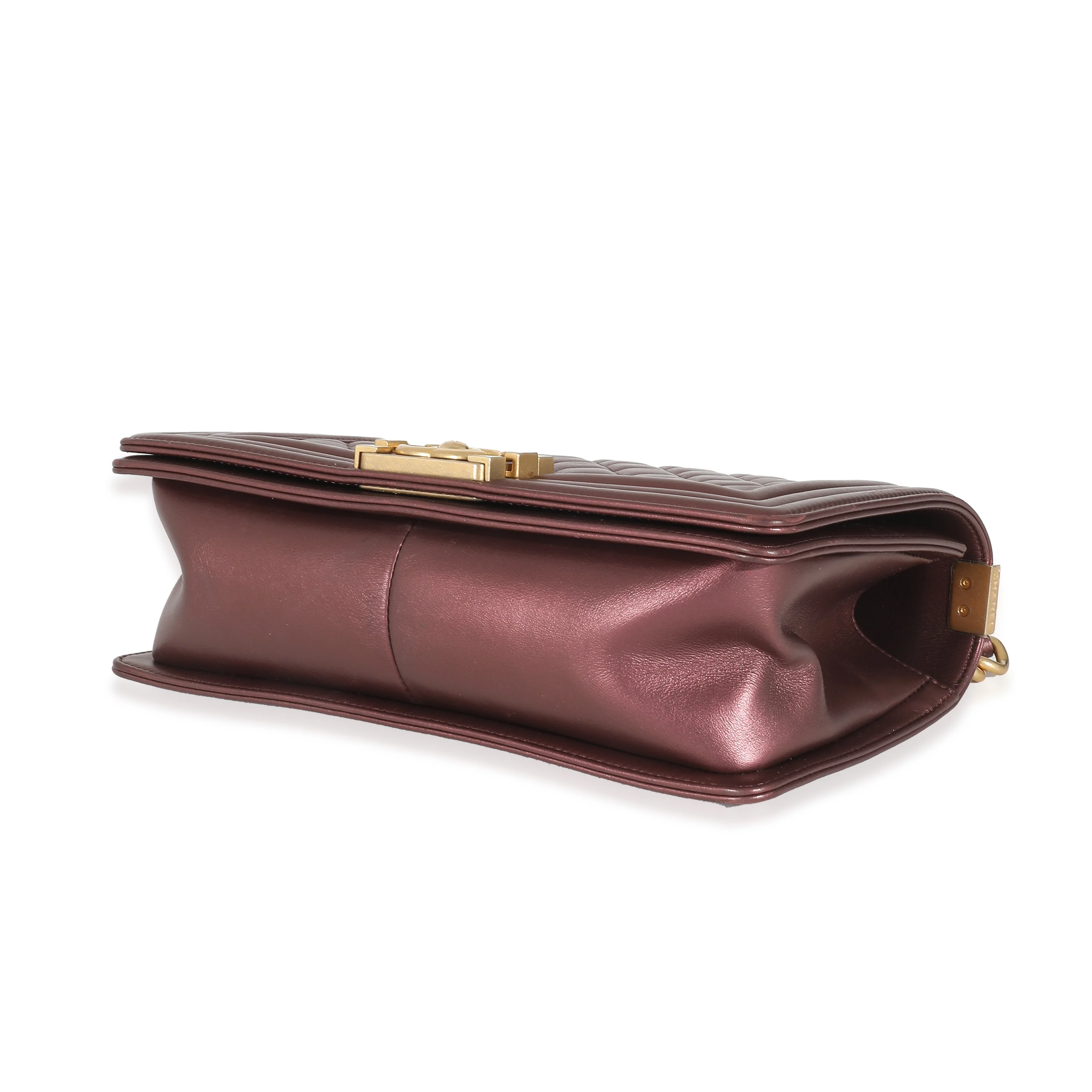 Purple Metallic Lambskin Medium Boy Bag - Image 3