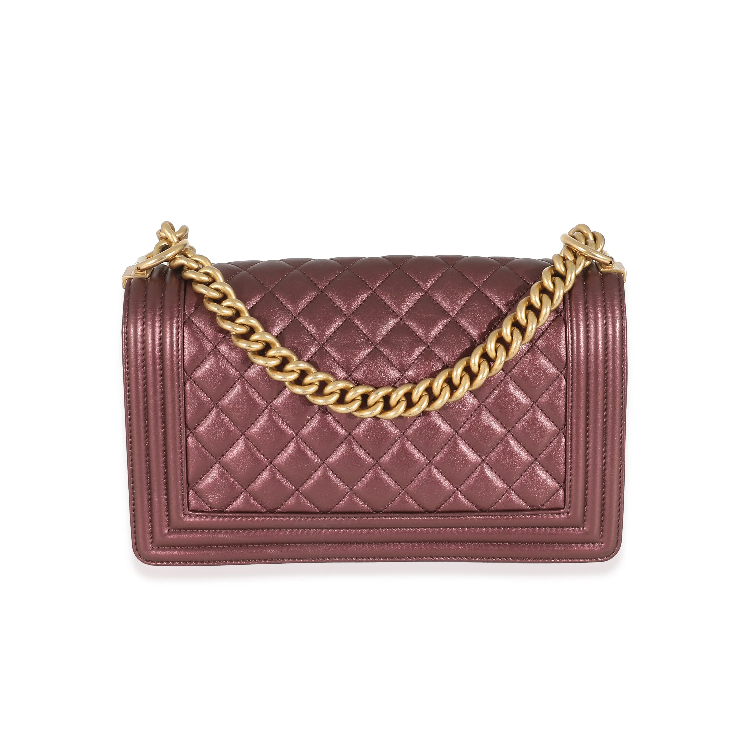 Purple Metallic Lambskin Medium Boy Bag - Image 6