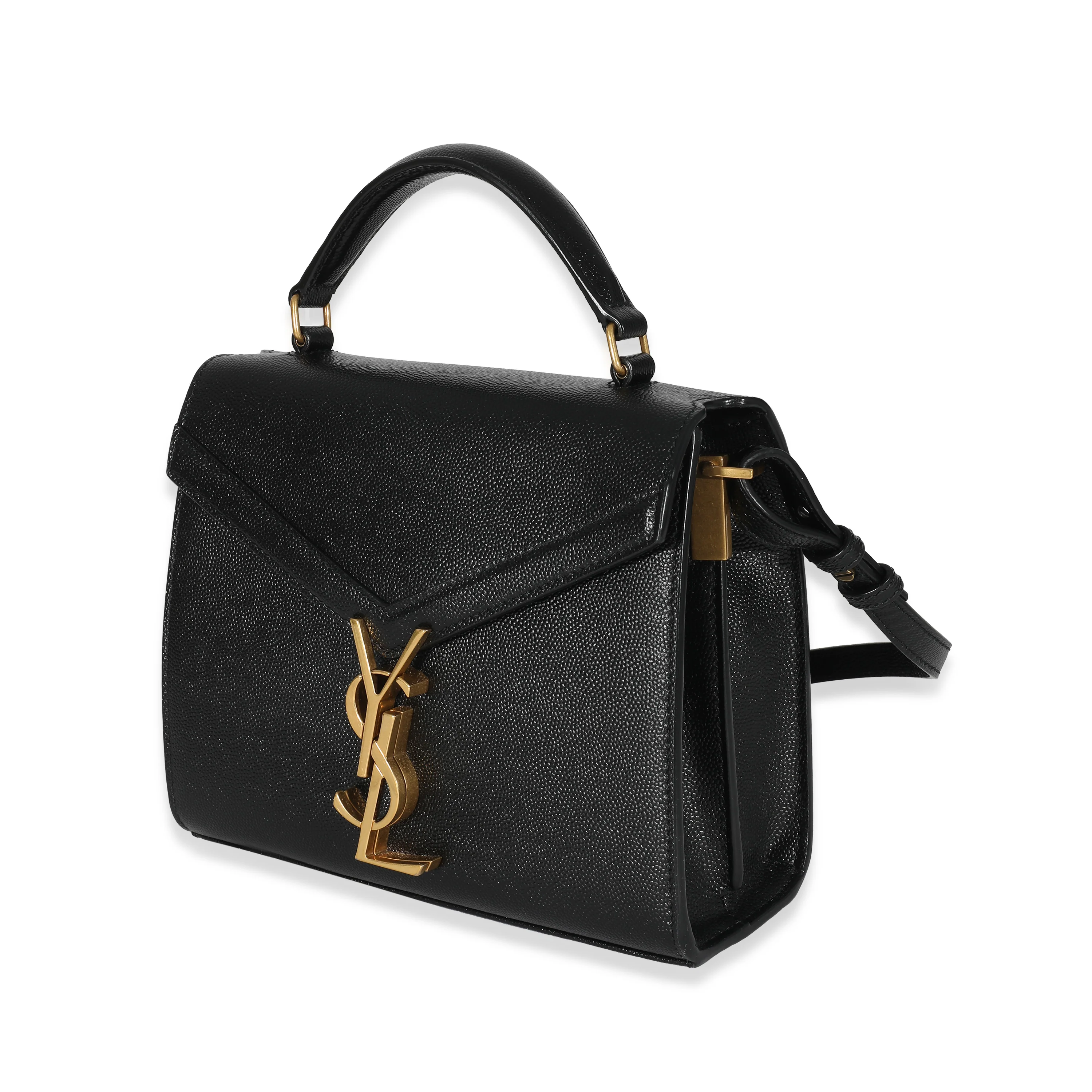 Saint Laurent Black Grain De Poudre Cassandra Mini Top Handle - Image 2