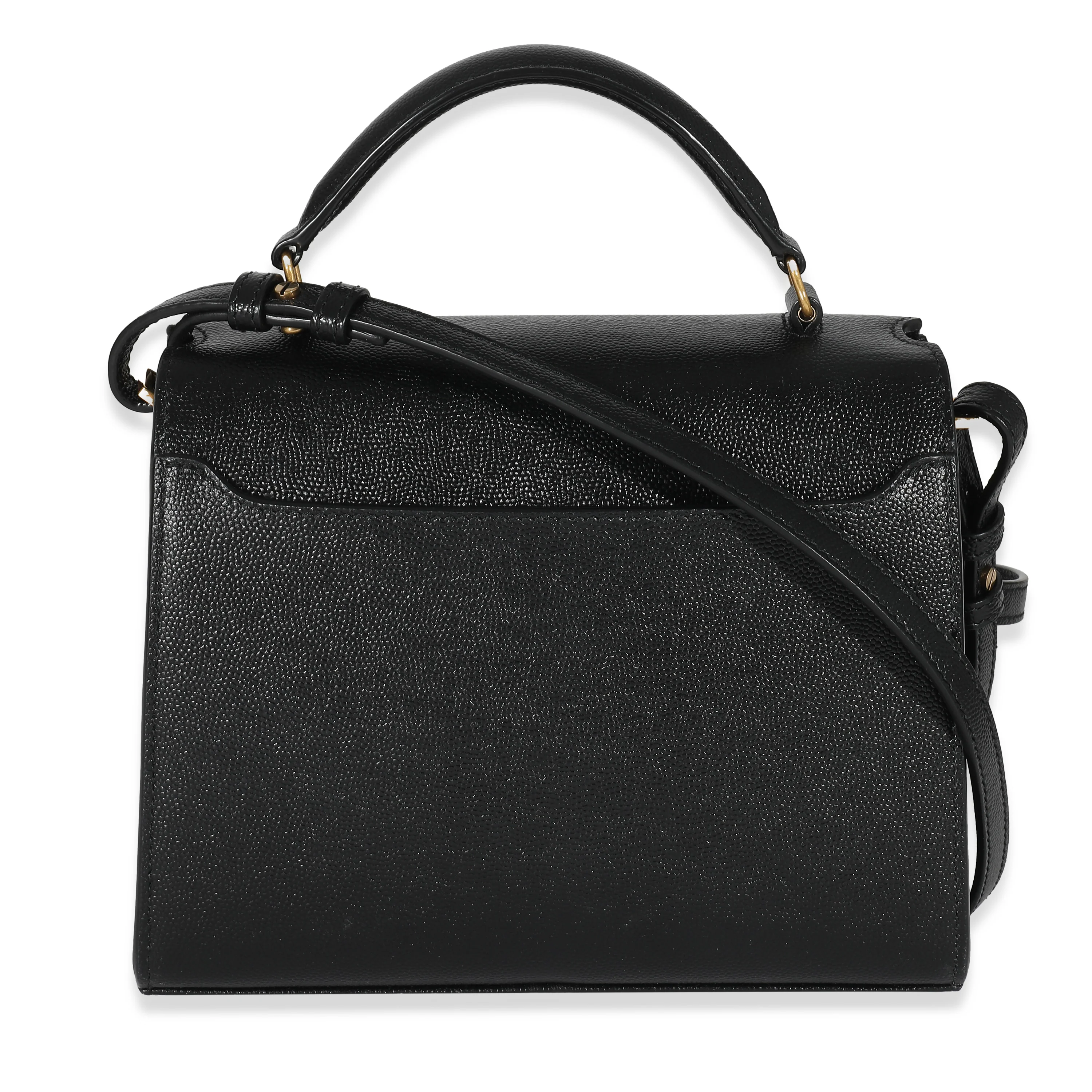 Saint Laurent Black Grain De Poudre Cassandra Mini Top Handle - Image 4