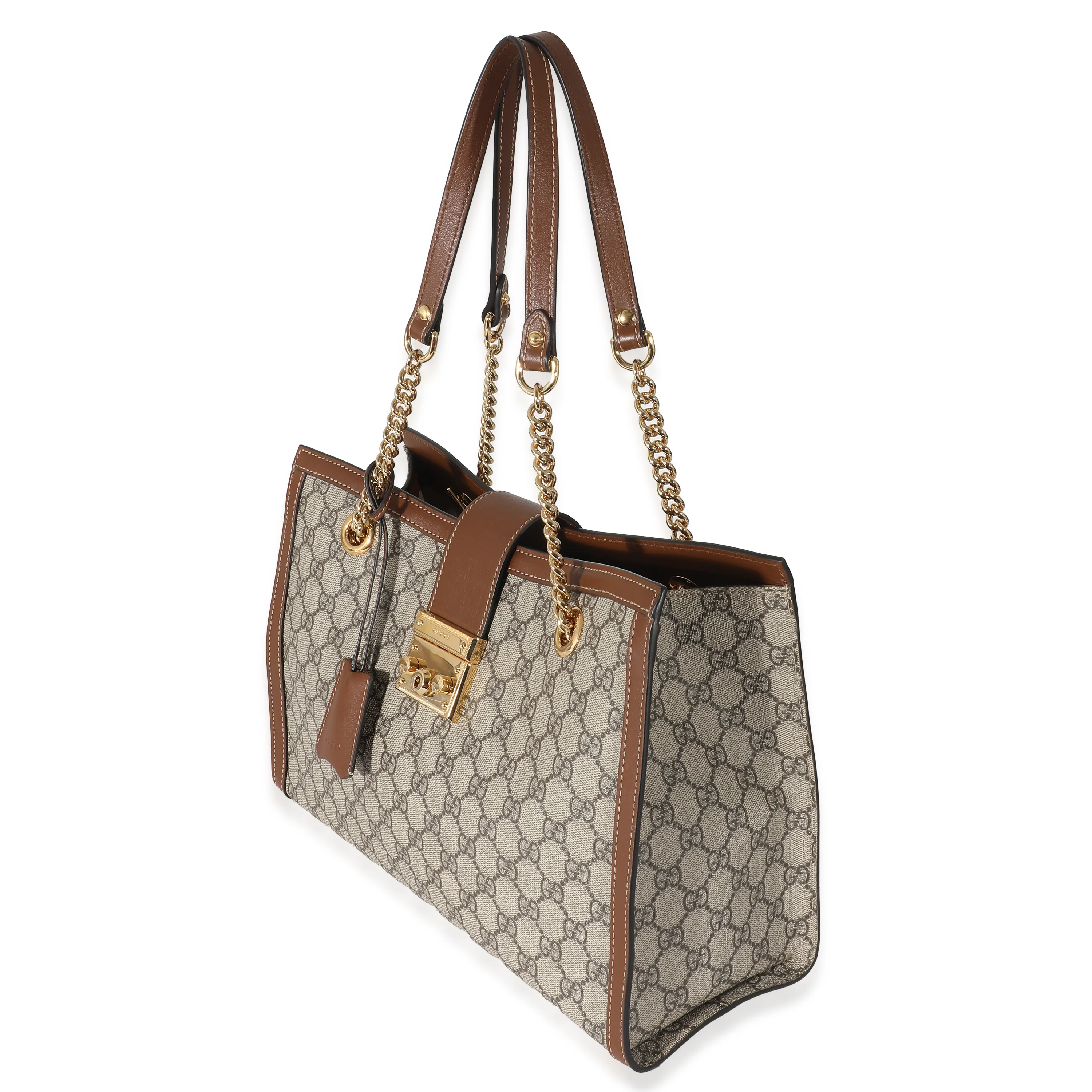 Gucci Beige GG Supreme Medium Padlock Tote - Image 2