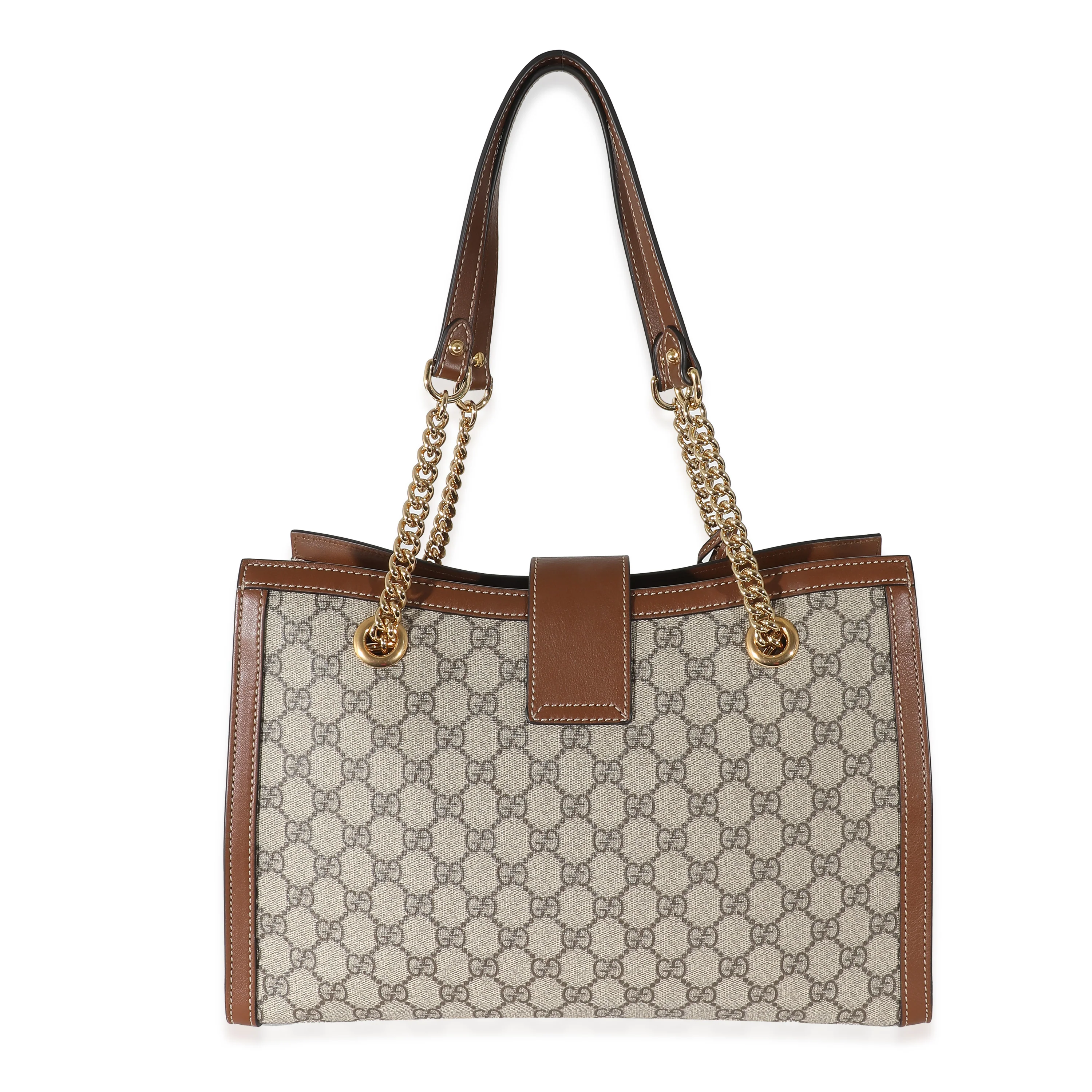 Gucci Beige GG Supreme Medium Padlock Tote - Image 4