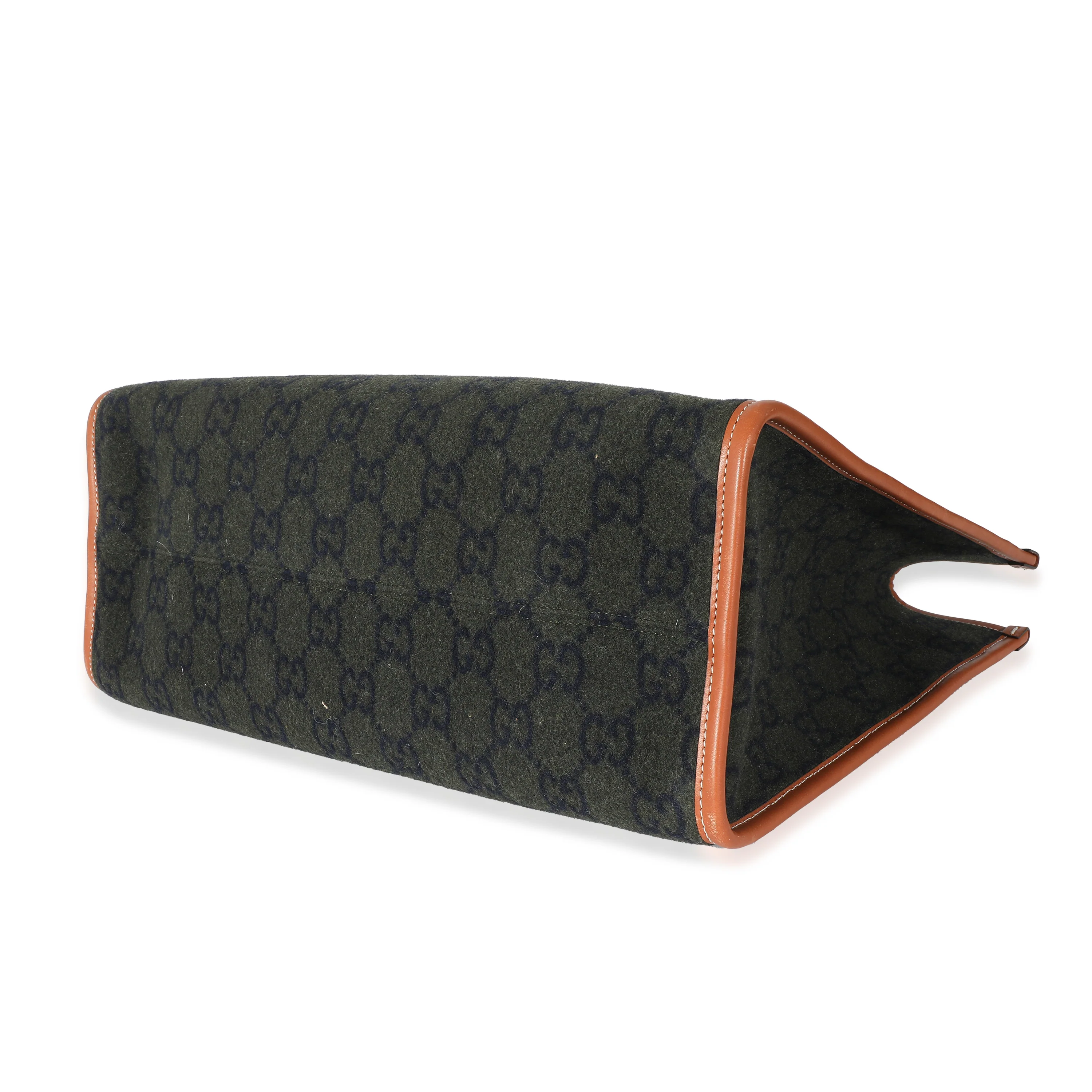 Gucci Khaki GG Felt Large Script Logo Tote - Image 5