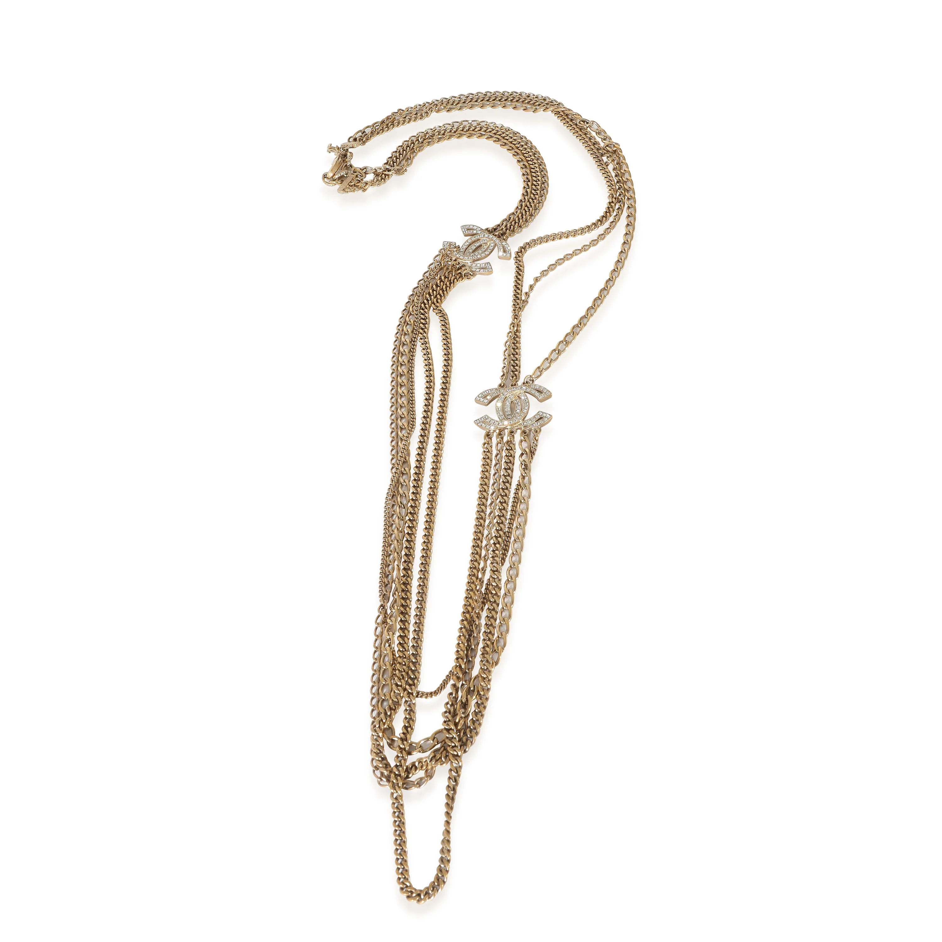 Chanel 2016 Multistrand Gold Plated Necklace With Strass - Image 2
