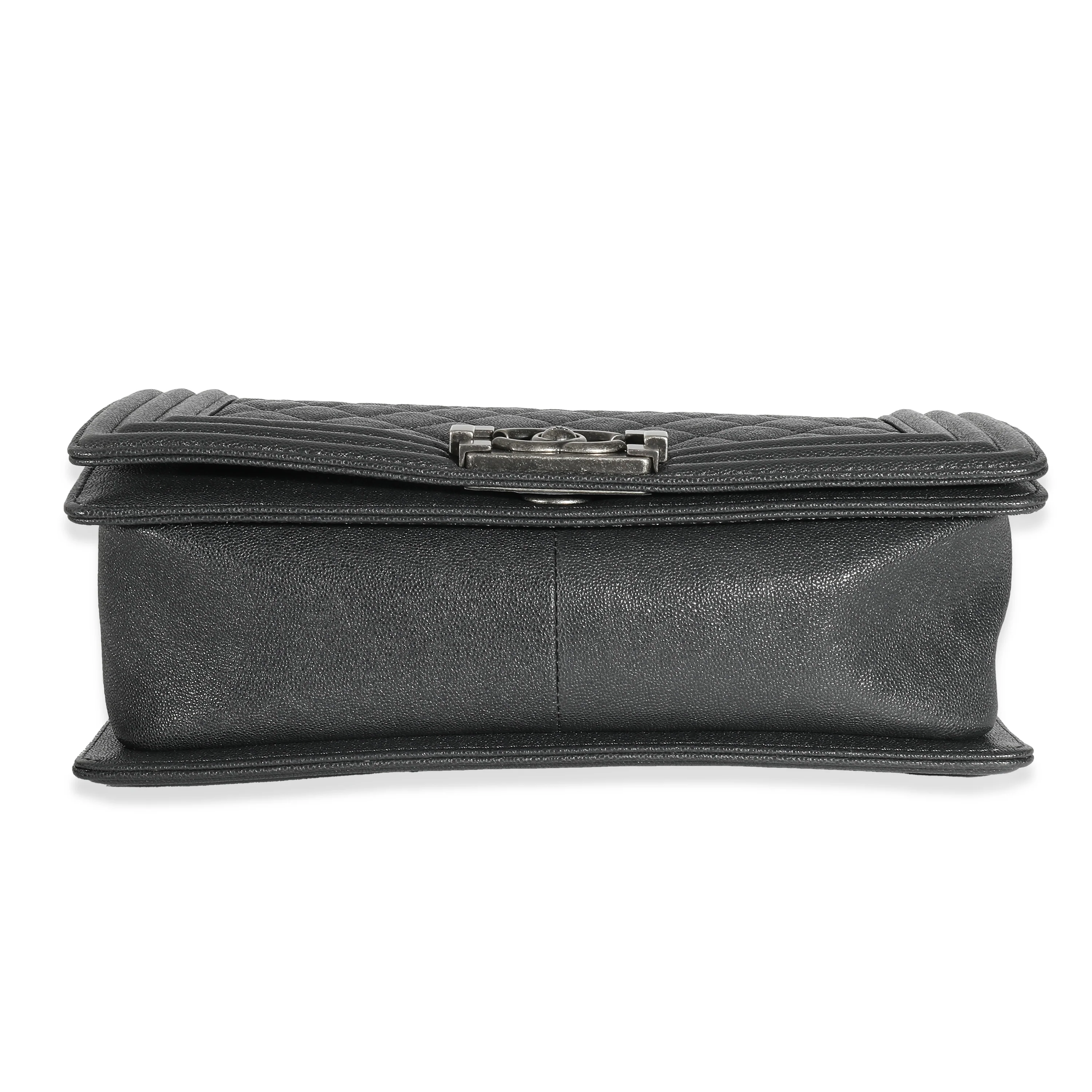 Chanel Black Quilted Caviar Medium Boy Bag - Image 4
