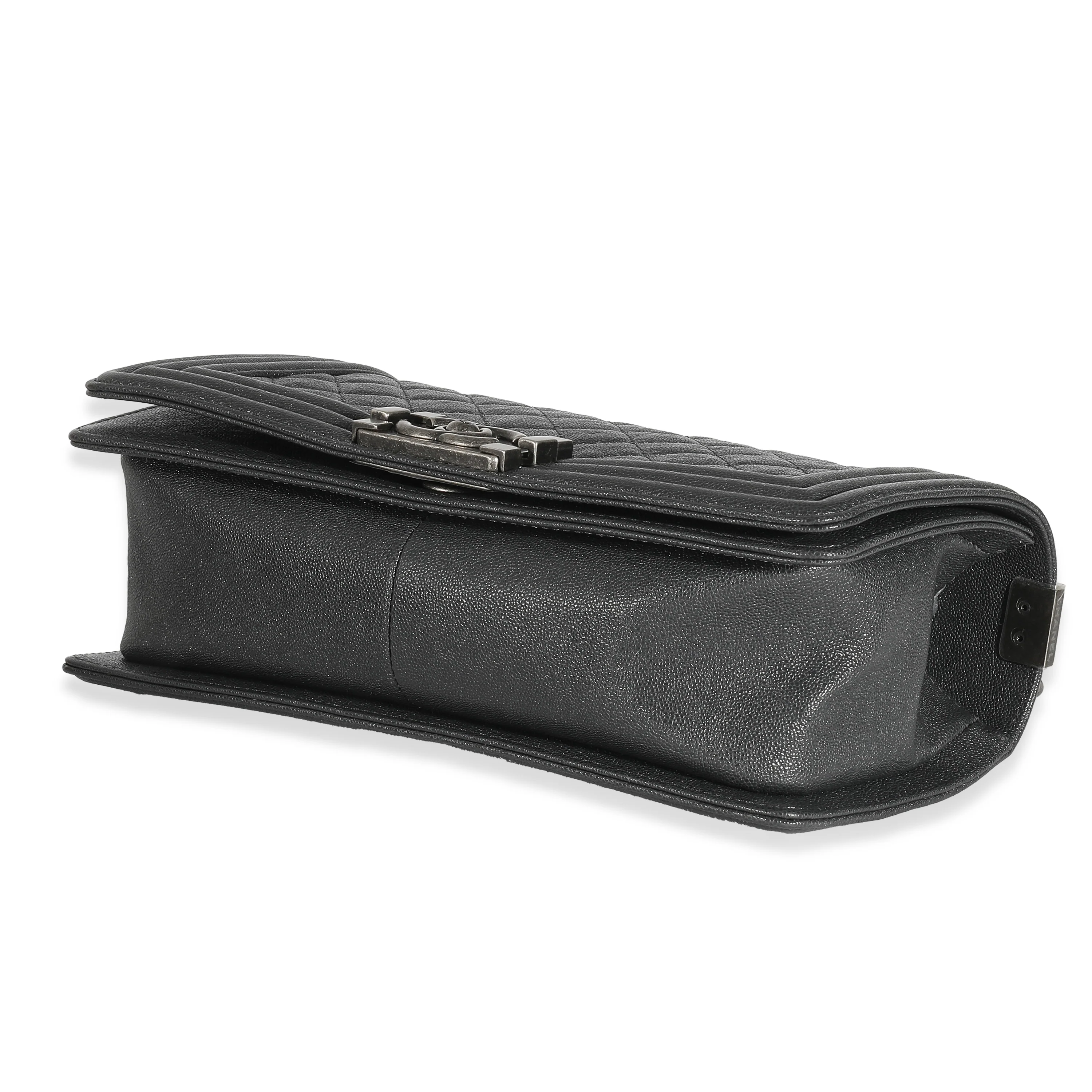 Chanel Black Quilted Caviar Medium Boy Bag - Image 6