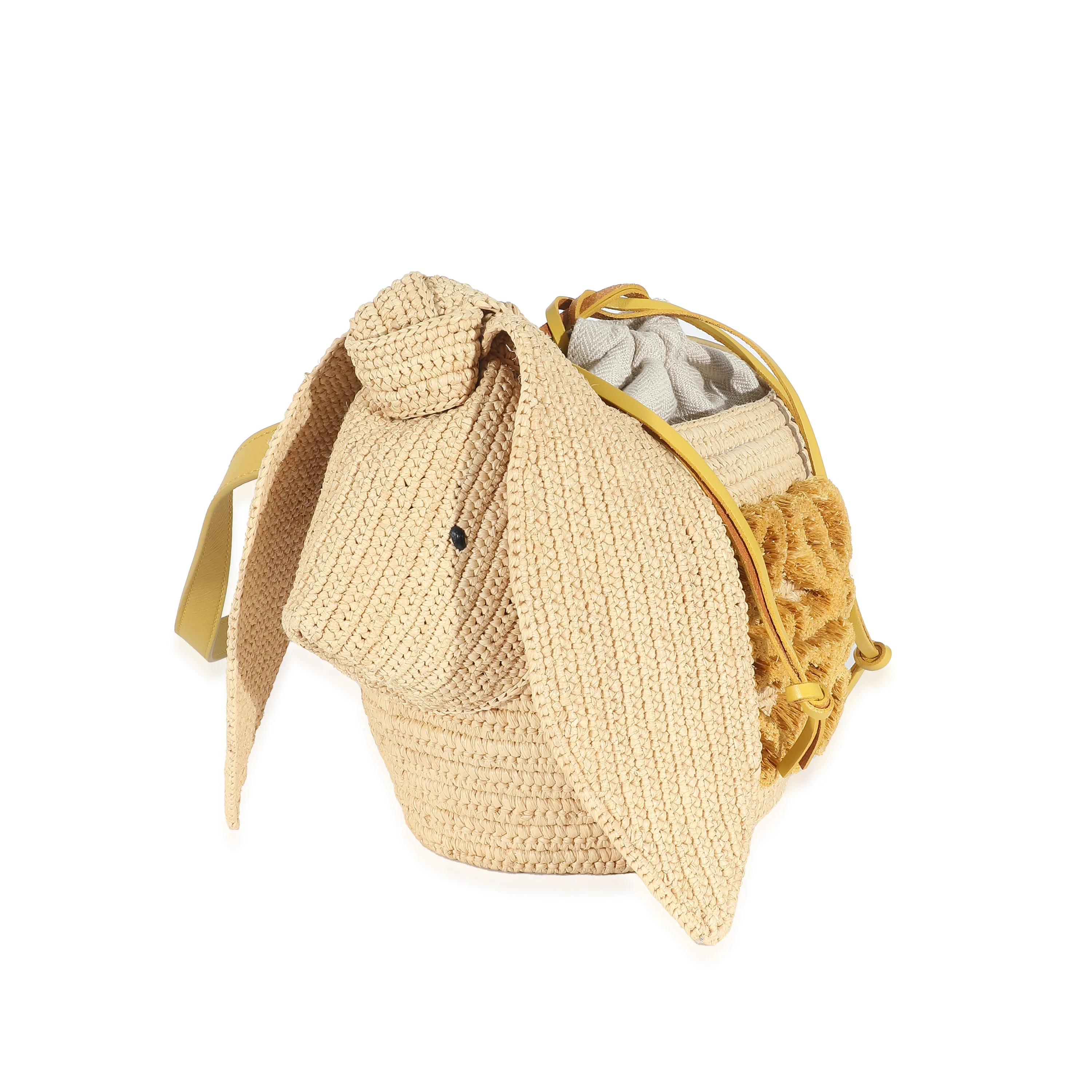 Loewe Beige Raffia Bunny Bucket Bag - Image 2