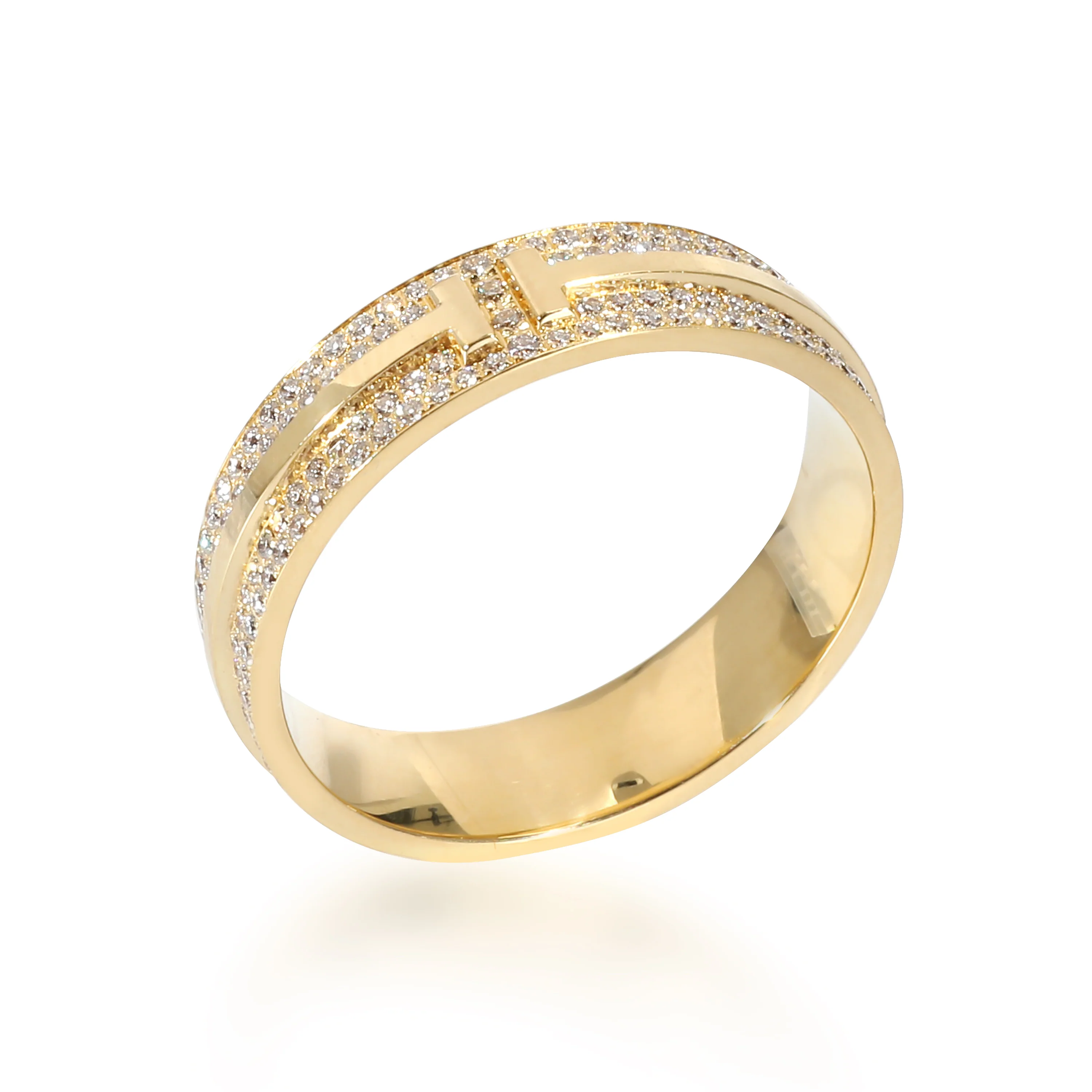 Tiffany & Co. T Wide Pave Diamond Ring in 18k Yellow Gold 0.73 CTW - Image 4
