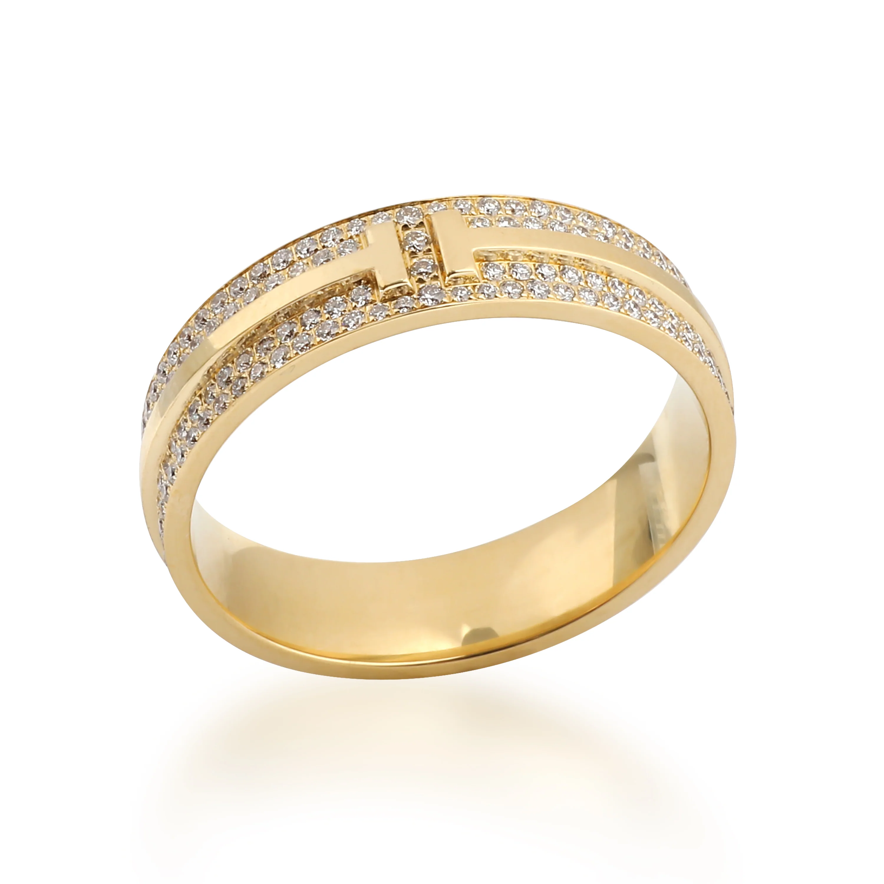 Tiffany & Co. T Wide Pave Diamond Ring in 18k Yellow Gold 0.73 CTW - Image 5
